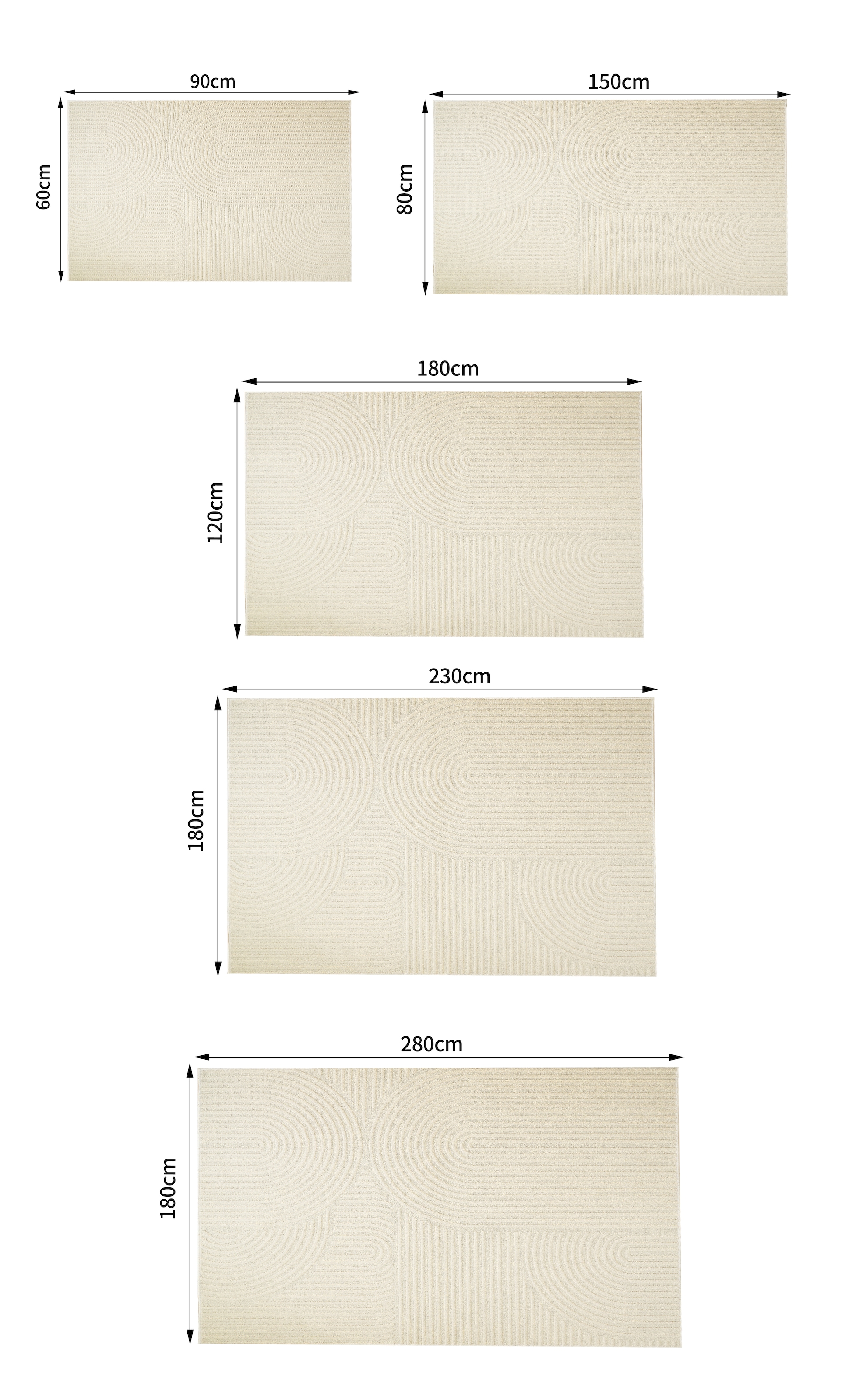 my home Teppich »Jola Hoch-Tief-Design, Scandi-Look, Zen«, rechteckig, 10 mm Höhe, Boho, Modern, 3D, Wohnzimmer, Schlafzimmer, wasserabweisend