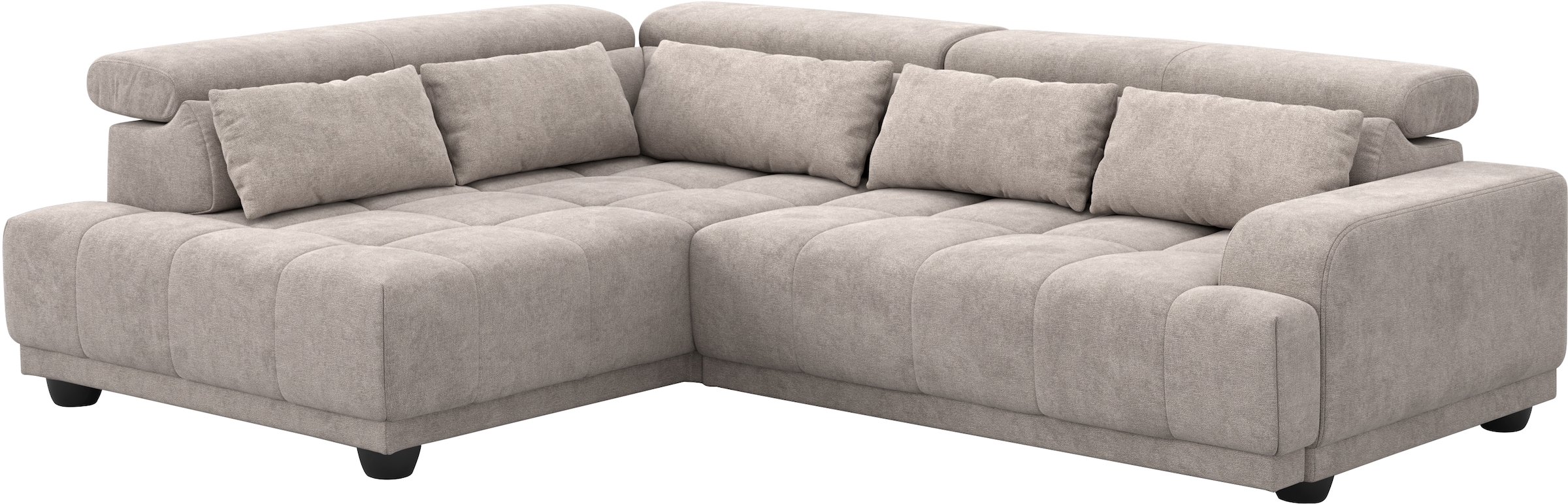 COTTA Canapé d'angle »Jade - L Form, Sitzbreite 201 cm« inkl. Kopfteilverstellung und Nierenkissen, PUR-Schaumpolsterung