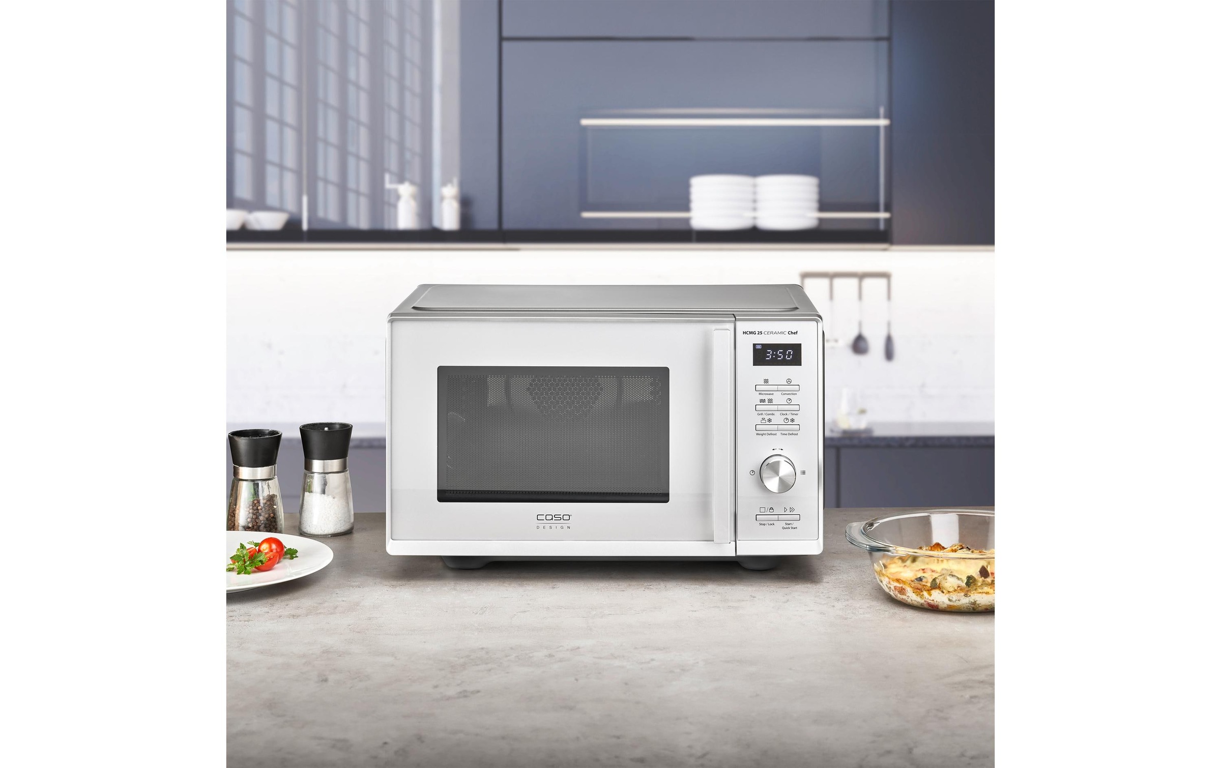 Caso Mikrowelle »mit Grill HCMG 25 Ceramic Chef Silber«, 2100 W