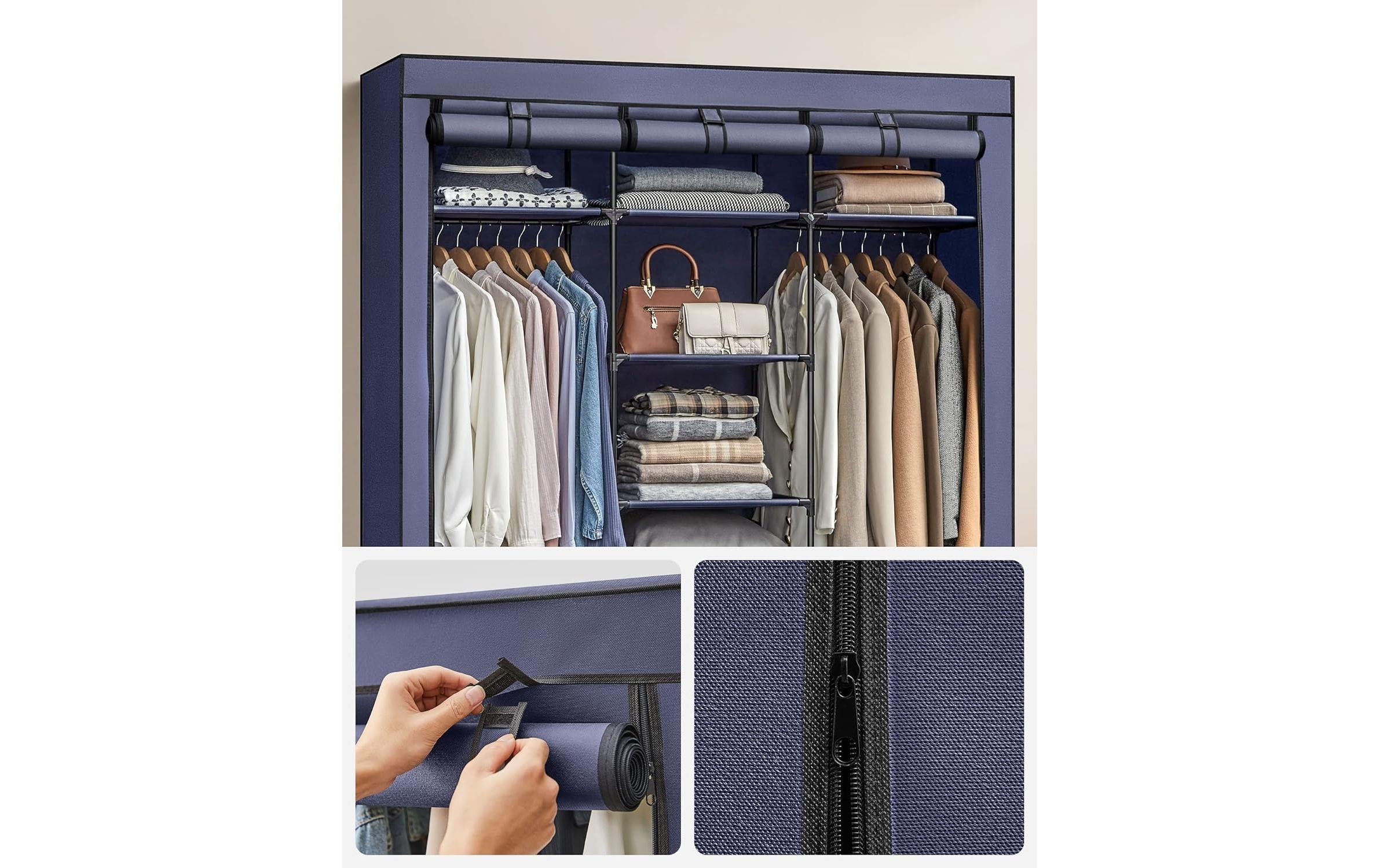 SONGMICS Armoire en tissu »mit 3 hochrollbaren Türen 150 x 175 cm«