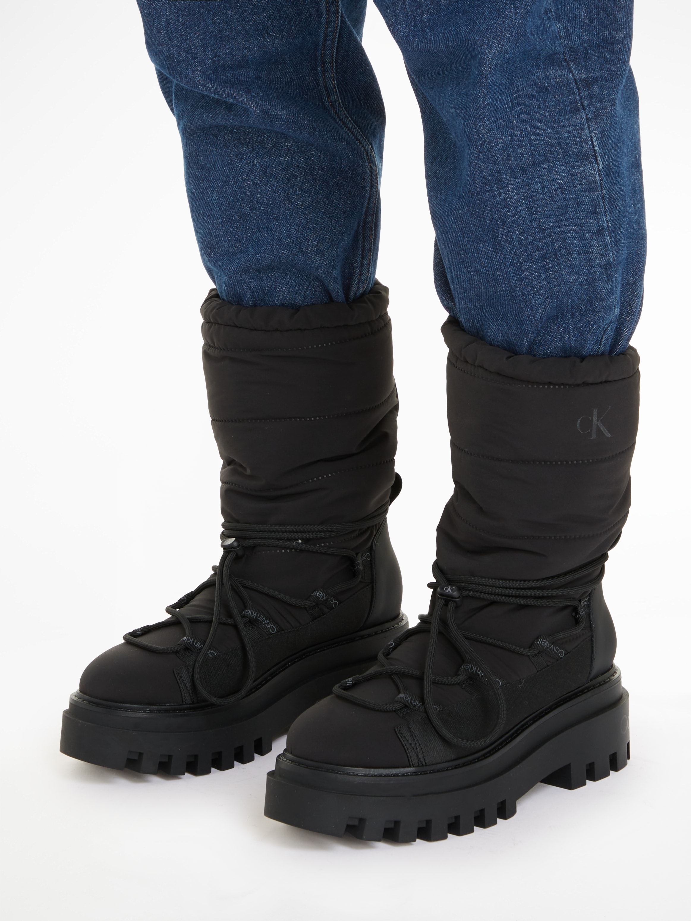 Calvin Klein Jeans Snowboots »Winterstiefel FLATFORM SNOW BOOT NYLON WN«, mit elastischer Schnürung