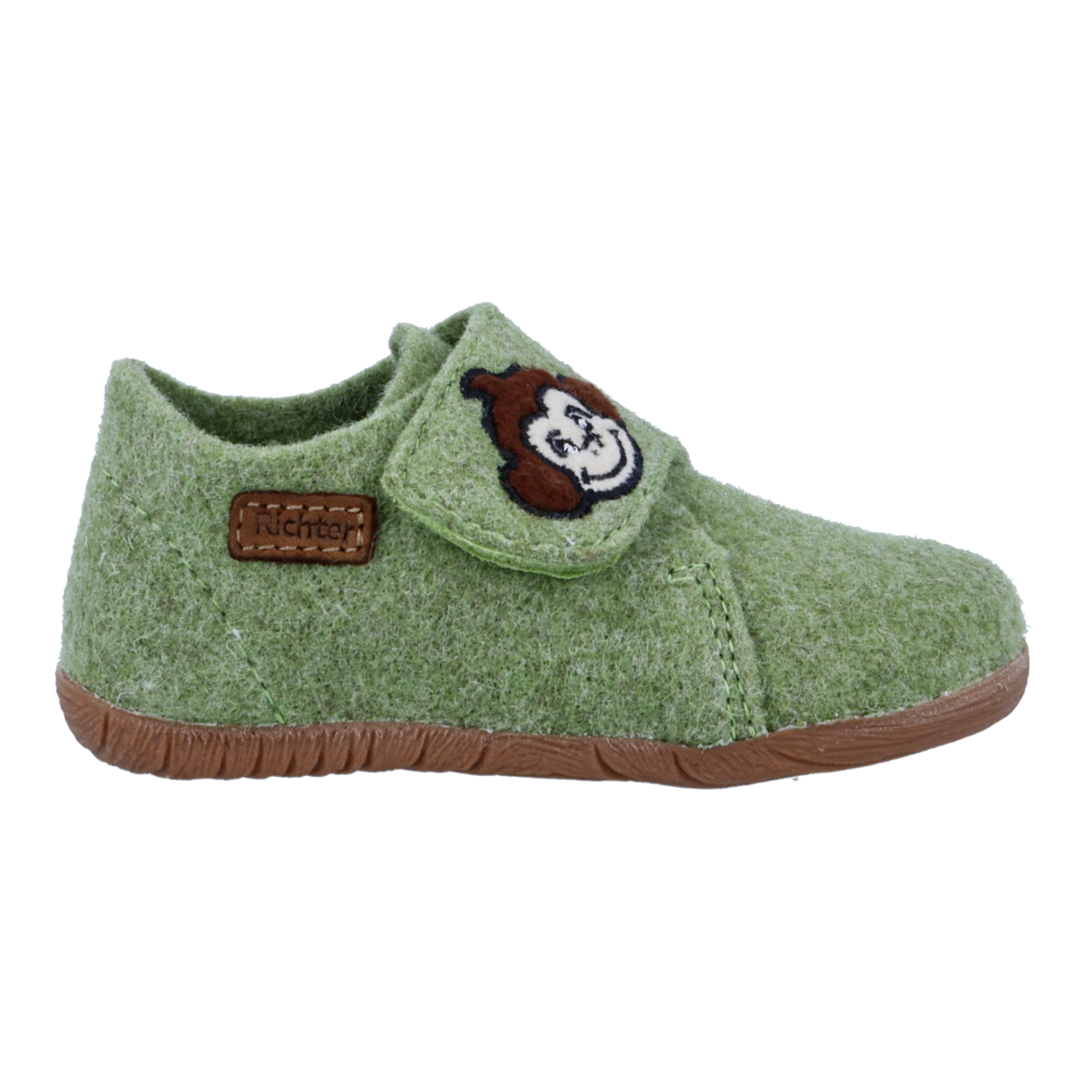 Image of Richter Hausschuh "Filzi (Felt)" Klettschuh mit Logo-Aufnäher, Grössenschablone zum Download