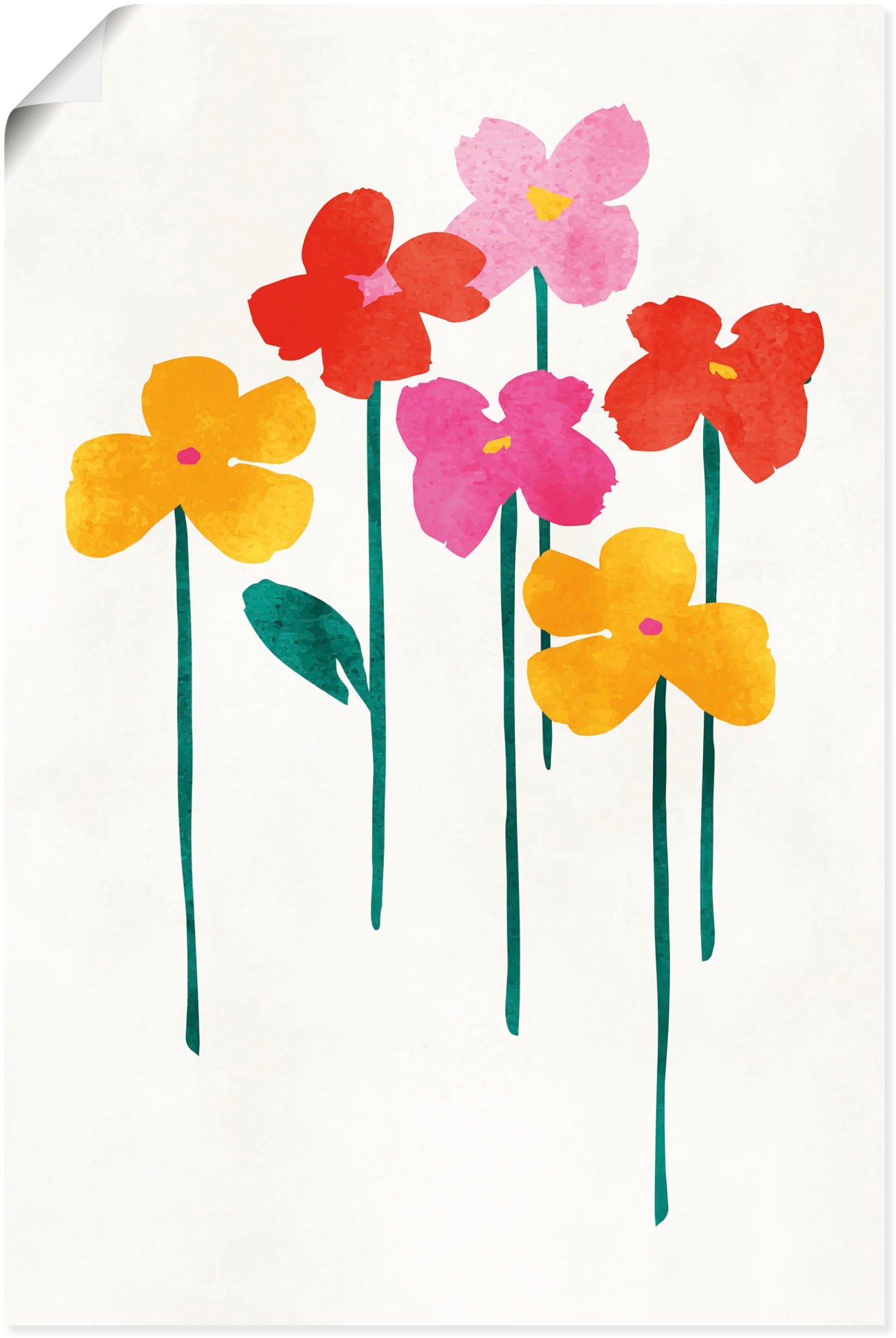 Image of Artland Wandbild "Kleine glückliche Blumen" Blumenbilder 1 Stk. tlg. als Leinwandbild, Poster in verschied. Grössen