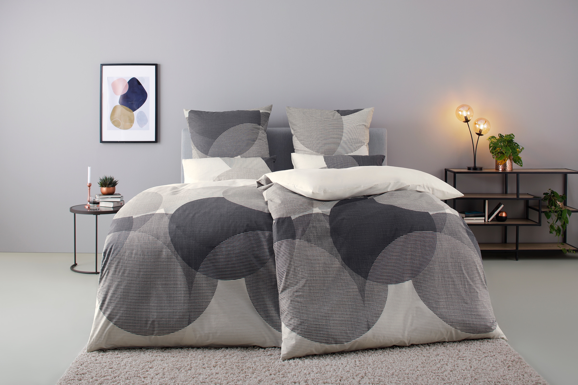 Image of BIERBAUM Bettwäsche "Carla in Gr. 135x200 oder 155x220 cm" 2 Bettwäsche aus Baumwolle, geometrische Bettwäsche mit Reissverschluss