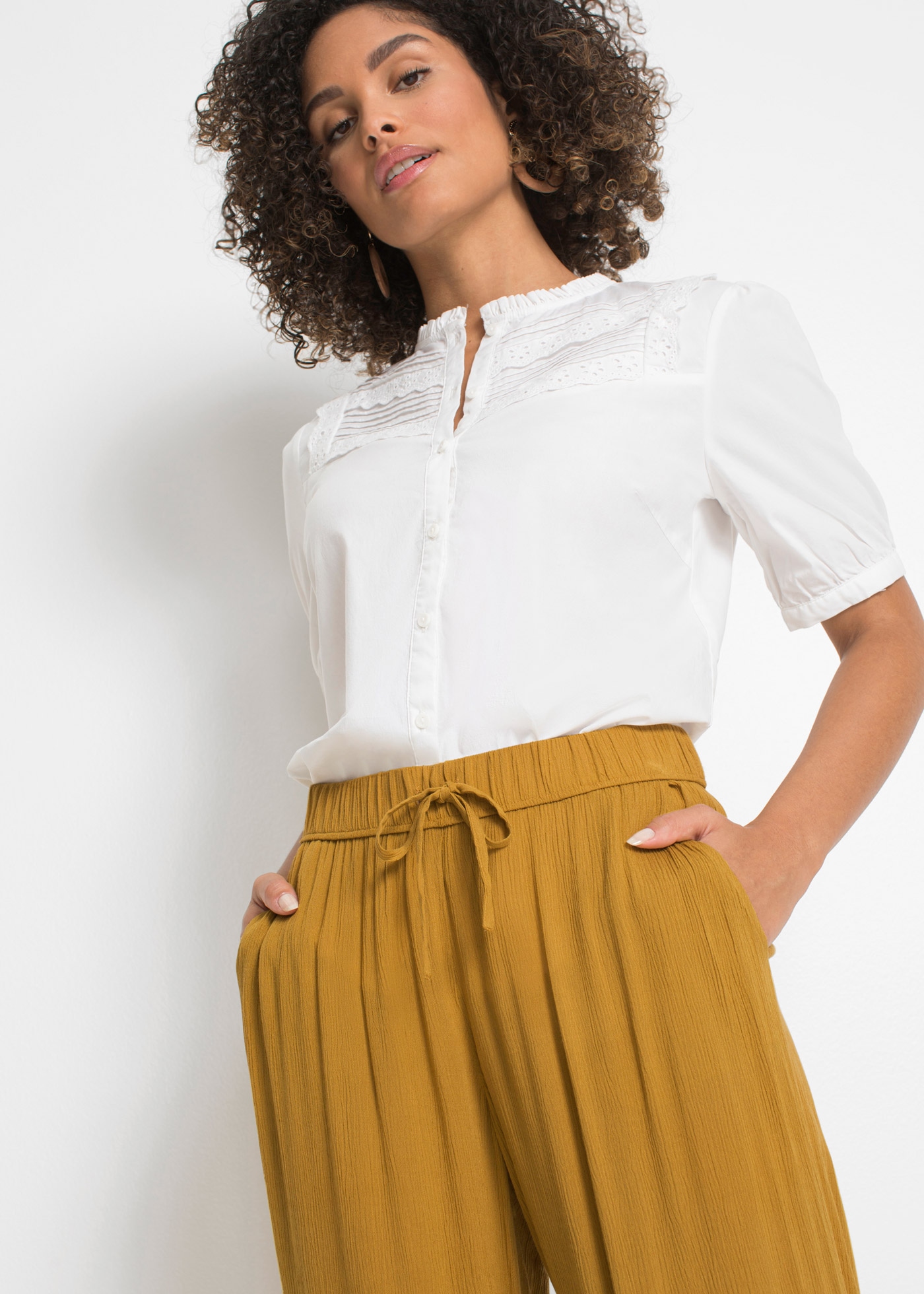 bonprix Marlene-Hose »Marlenehose aus fliessender Viskose«  aus Viskose, lockere Passform, mit Bindeband, lässiger Stil