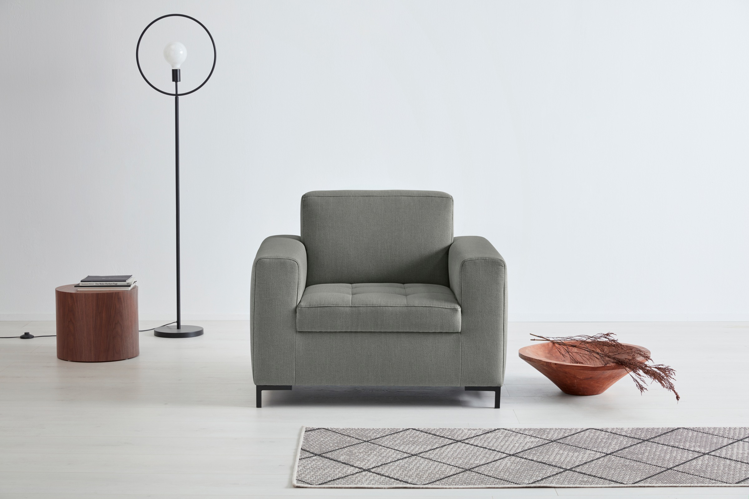 Image of GOODproduct Sessel "Grazzo Loungesessel, moderne Sitzheftung, bequemer Einzelsessel" hochwertige Stoffe aus recyceltem Material, Steppung im Sitzbereich