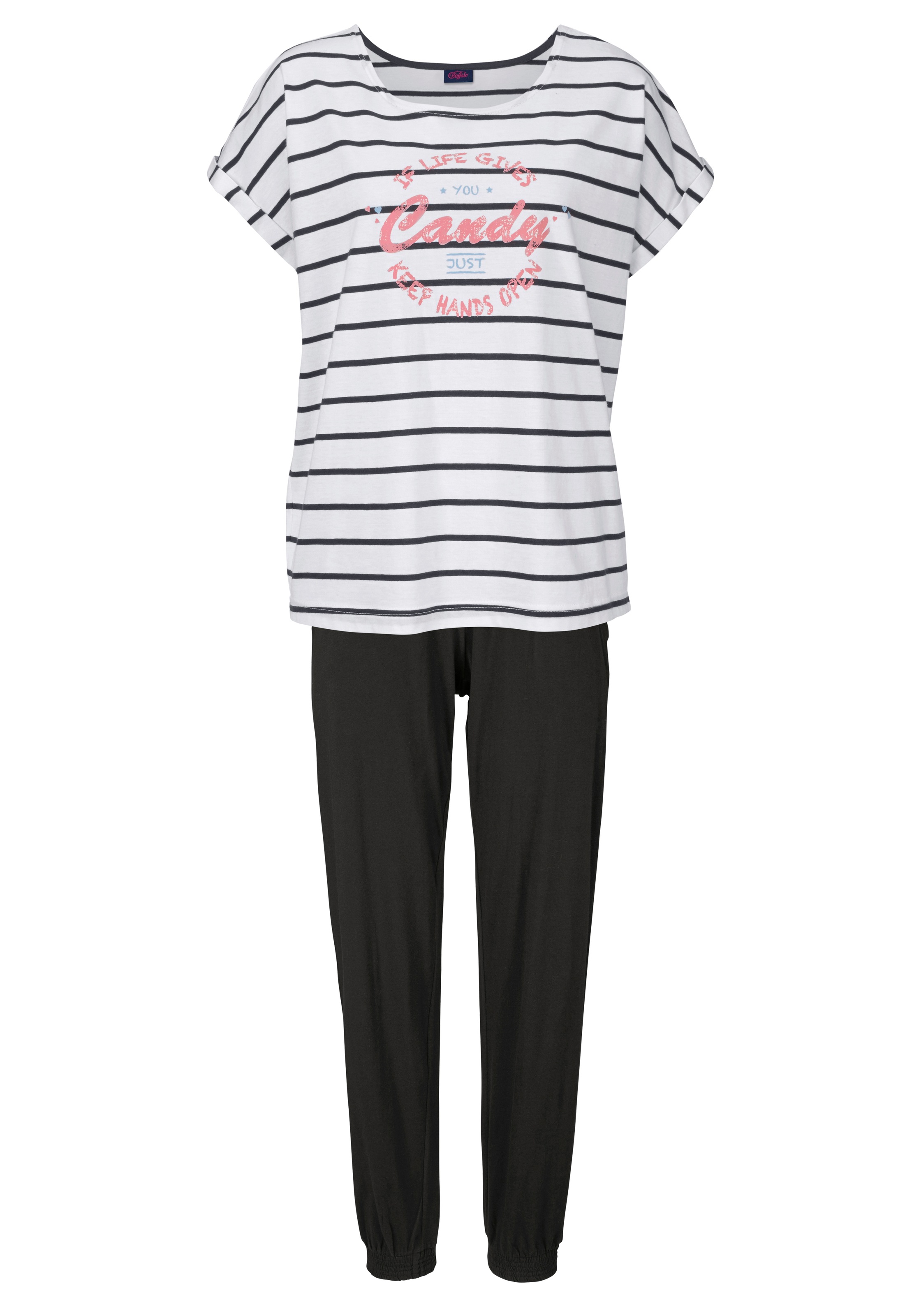 Buffalo Pyjama Set, 2 tlg. im Streifenlook mit farbigem Frontprint