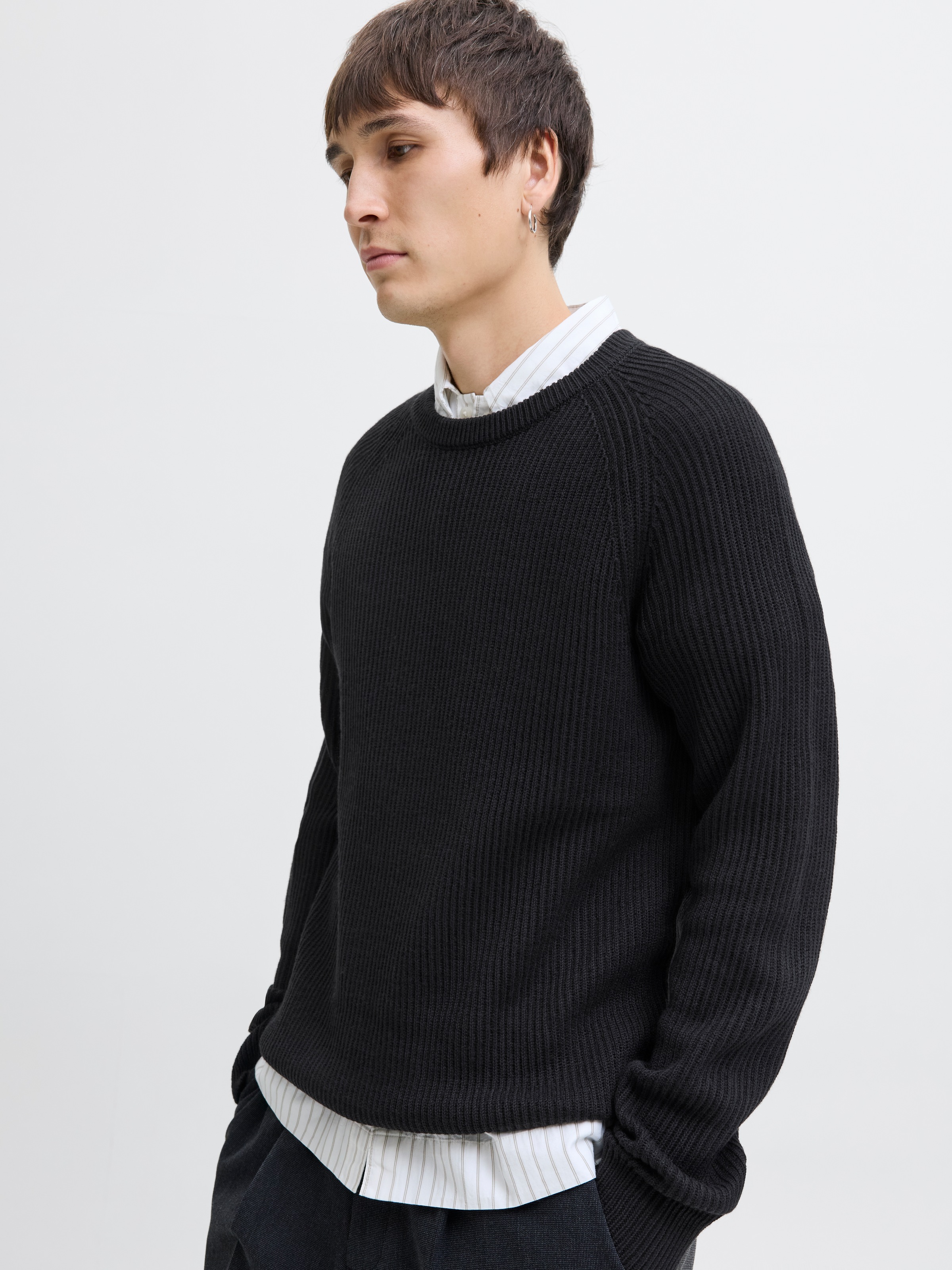 Jack & Jones Rundhalspullover »JJPANNEL KNIT CREW NECK AW25«