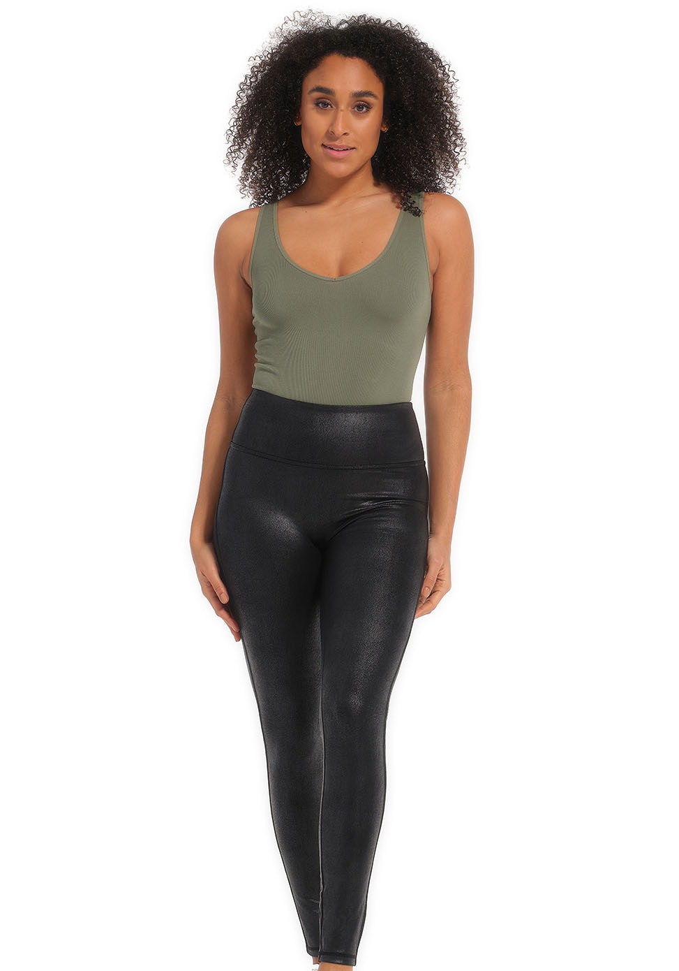 MAGIC Bodyfashion Leggings »Leather Look Legging«  hoch tailliertes Design, keine vordere Mittelnaht