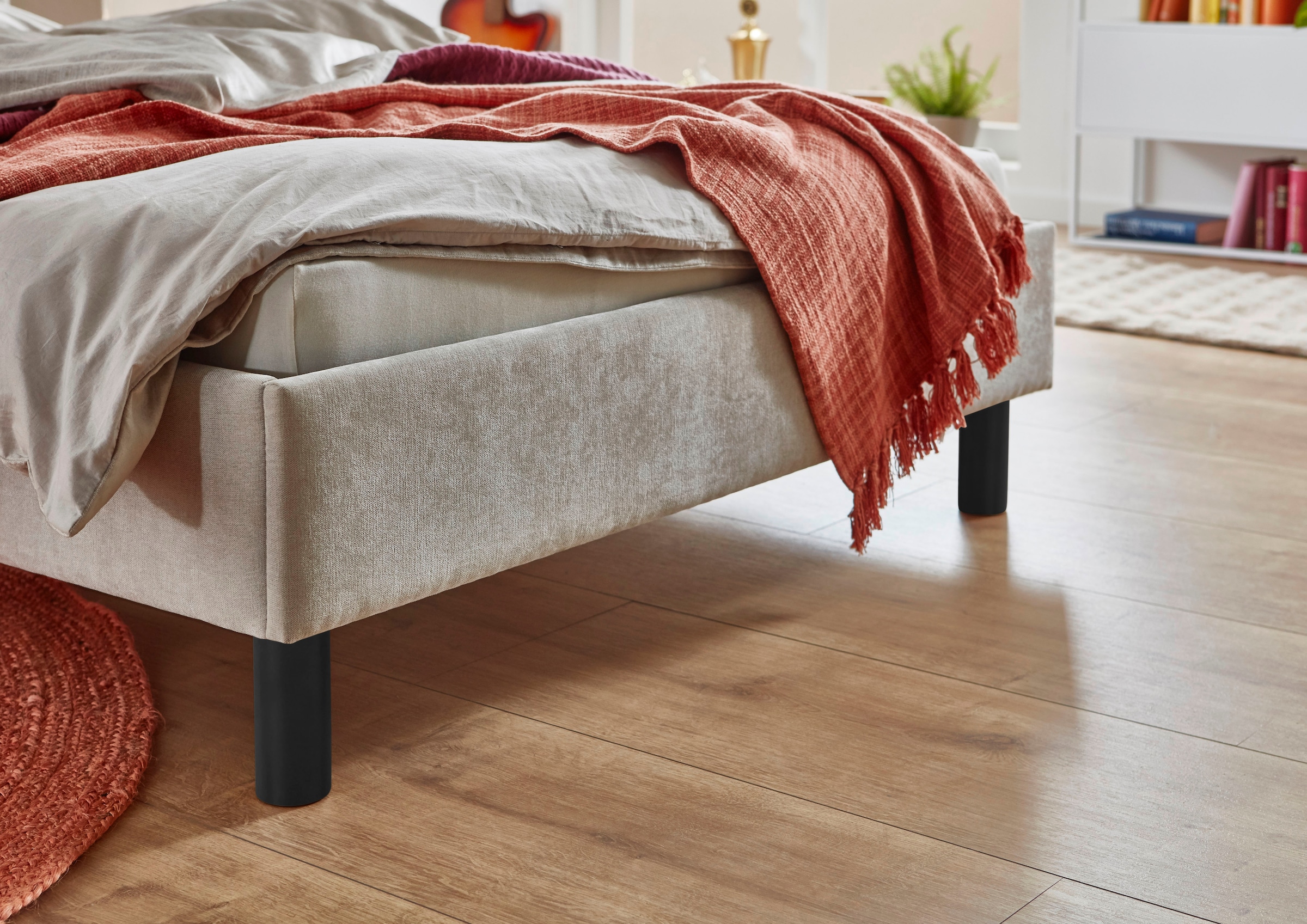 meise.möbel Lit rembourré »Joker, in verschiedenen Breiten und Farben erhältlich« wahlweise mit schwarzem oder eichefarbigem Holzfuss