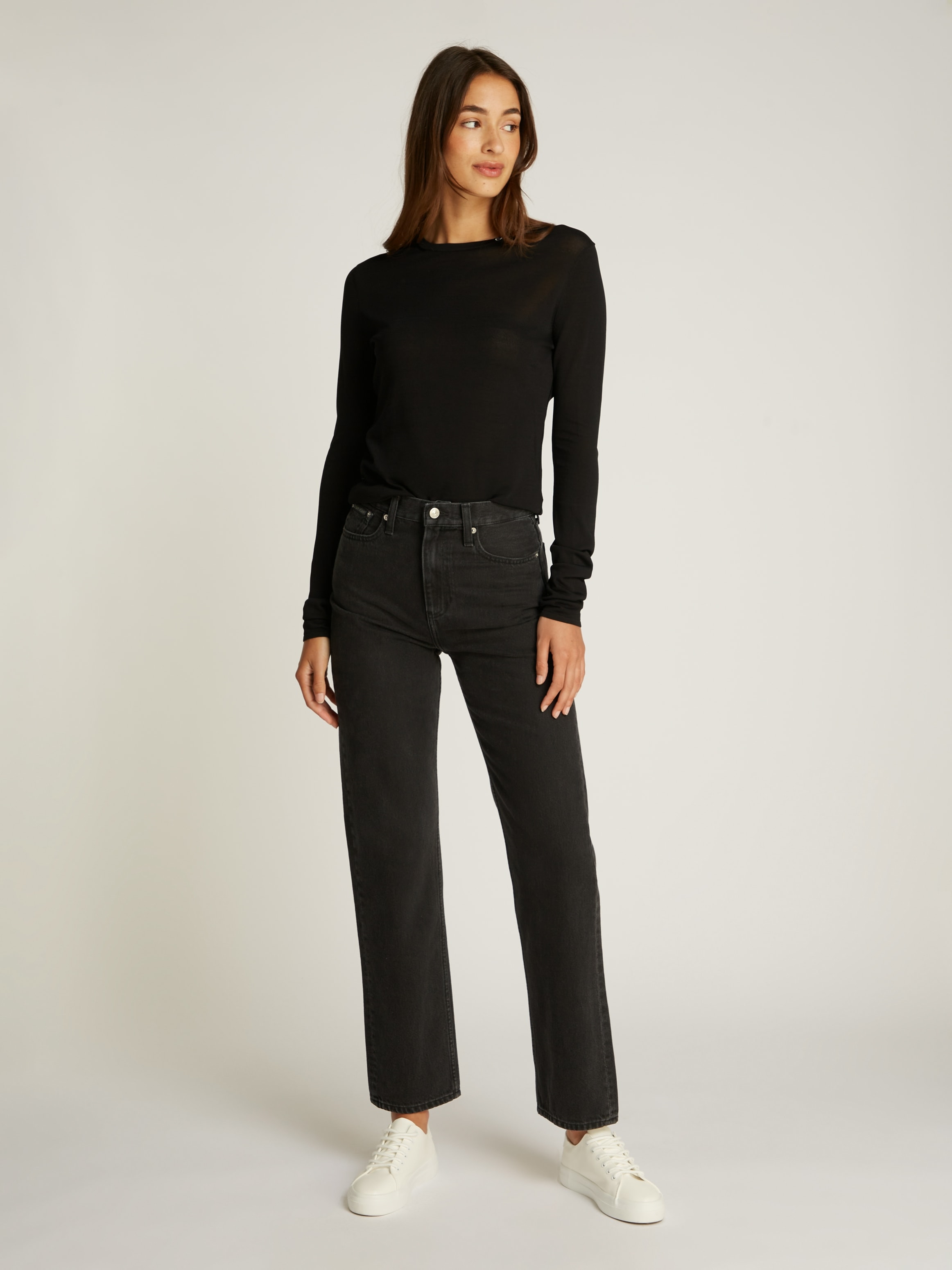 Calvin Klein Jeans Mom-Jeans »HIGH RISE STRAIGHT«, leichte Stoned wash Optik, mit Coinpocket