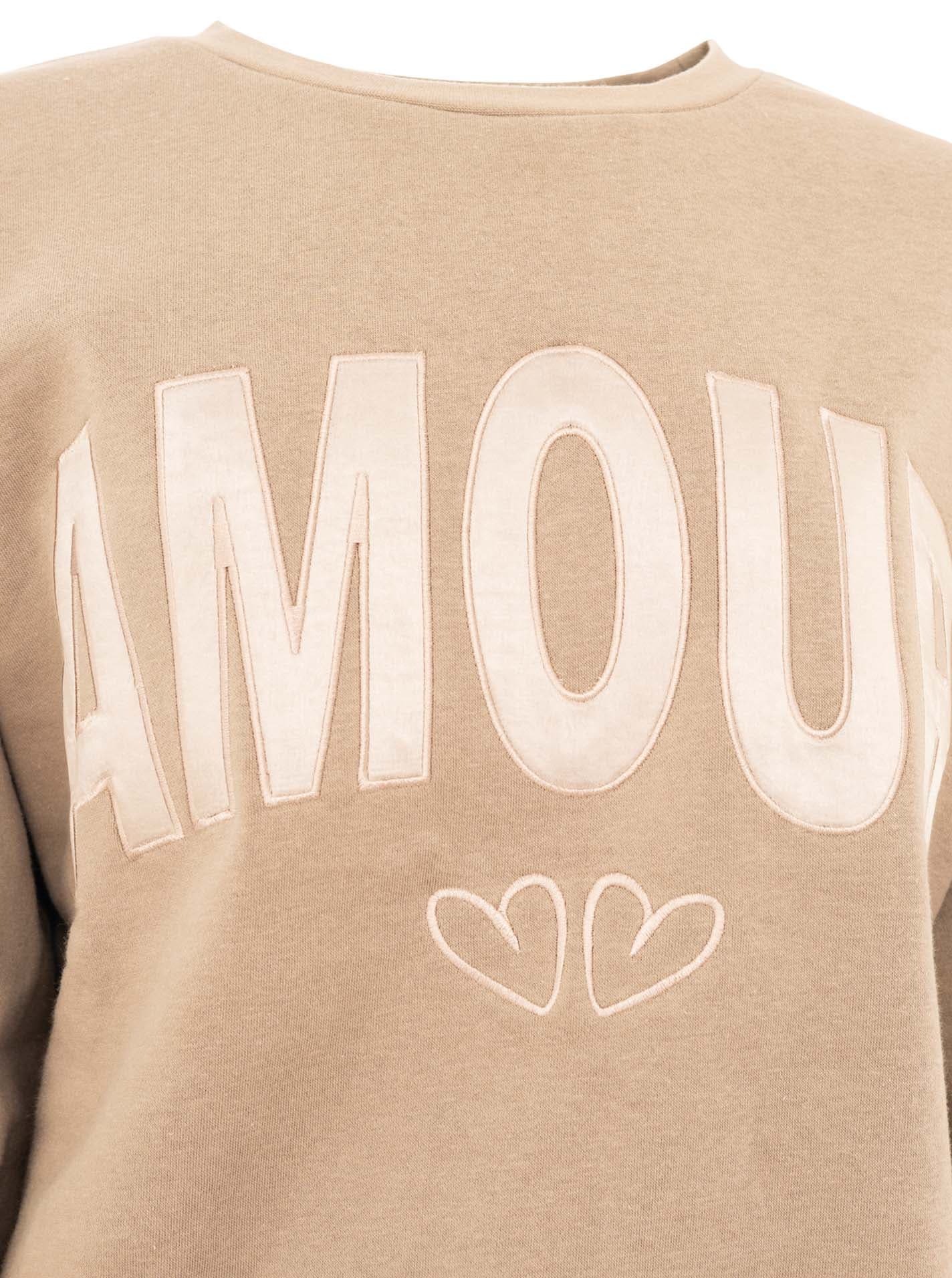Zwillingsherz Sweat-shirt »"AMOUR"«, Rundhals, Boxy Fit, Satin Schriftzug, überschnittene Schultern
