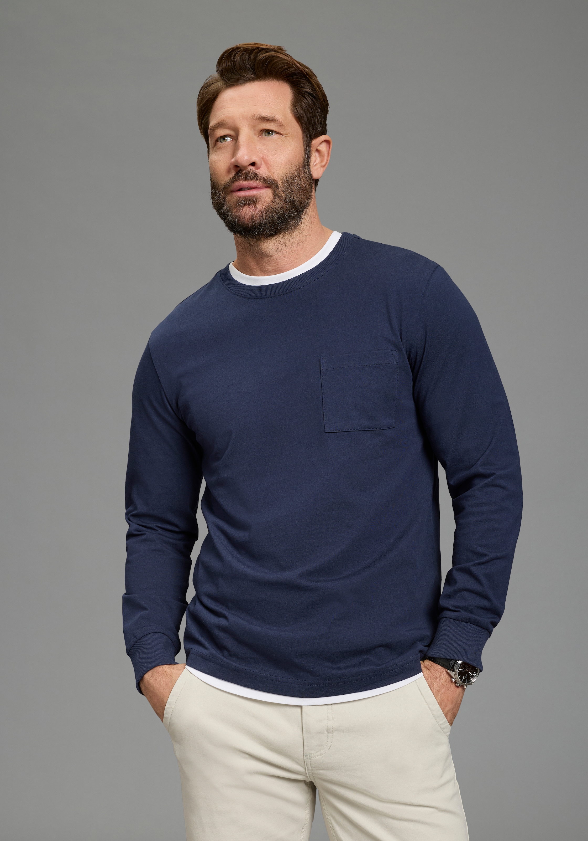 Man's World Langarmshirt »Neue Kollektion!« casual Stil, Langarmshirt, schmale Passform, unifarben
