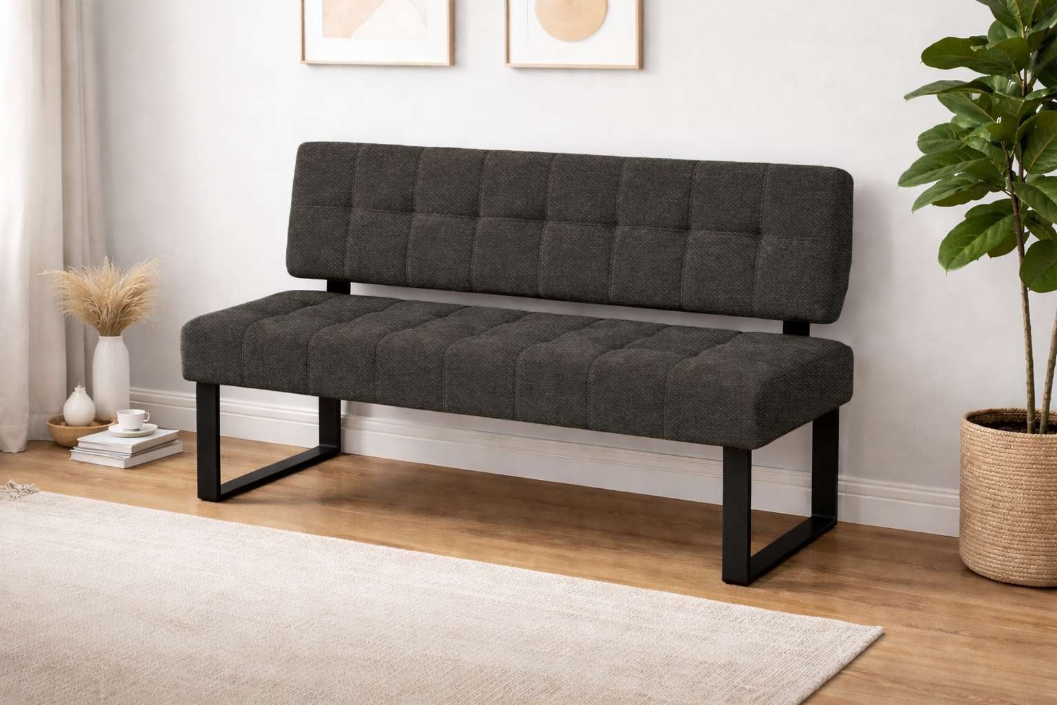 Home affaire Esszimmerstuhl »Mia Essstuhl, Wohnstuhl, Polsterstuhl, 4-Fussstuhl« (Set) 2 Stk.mit schwarz pulverbeschichteten Metallbeinen, gepolstert, modern