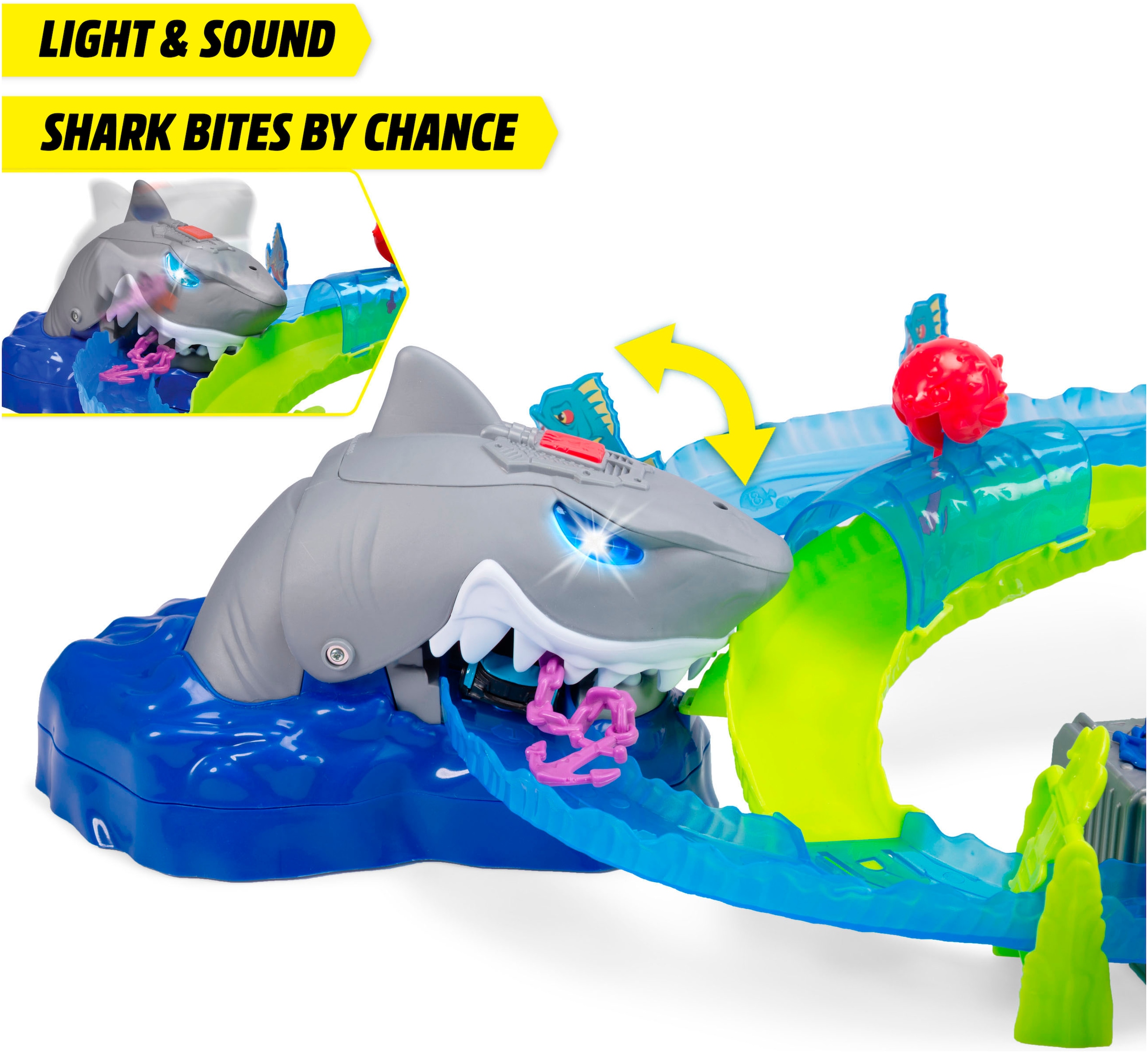 Dickie Toys Autorennbahn »White Shark« inklusive Spielzeugauto; mit Licht und Sound