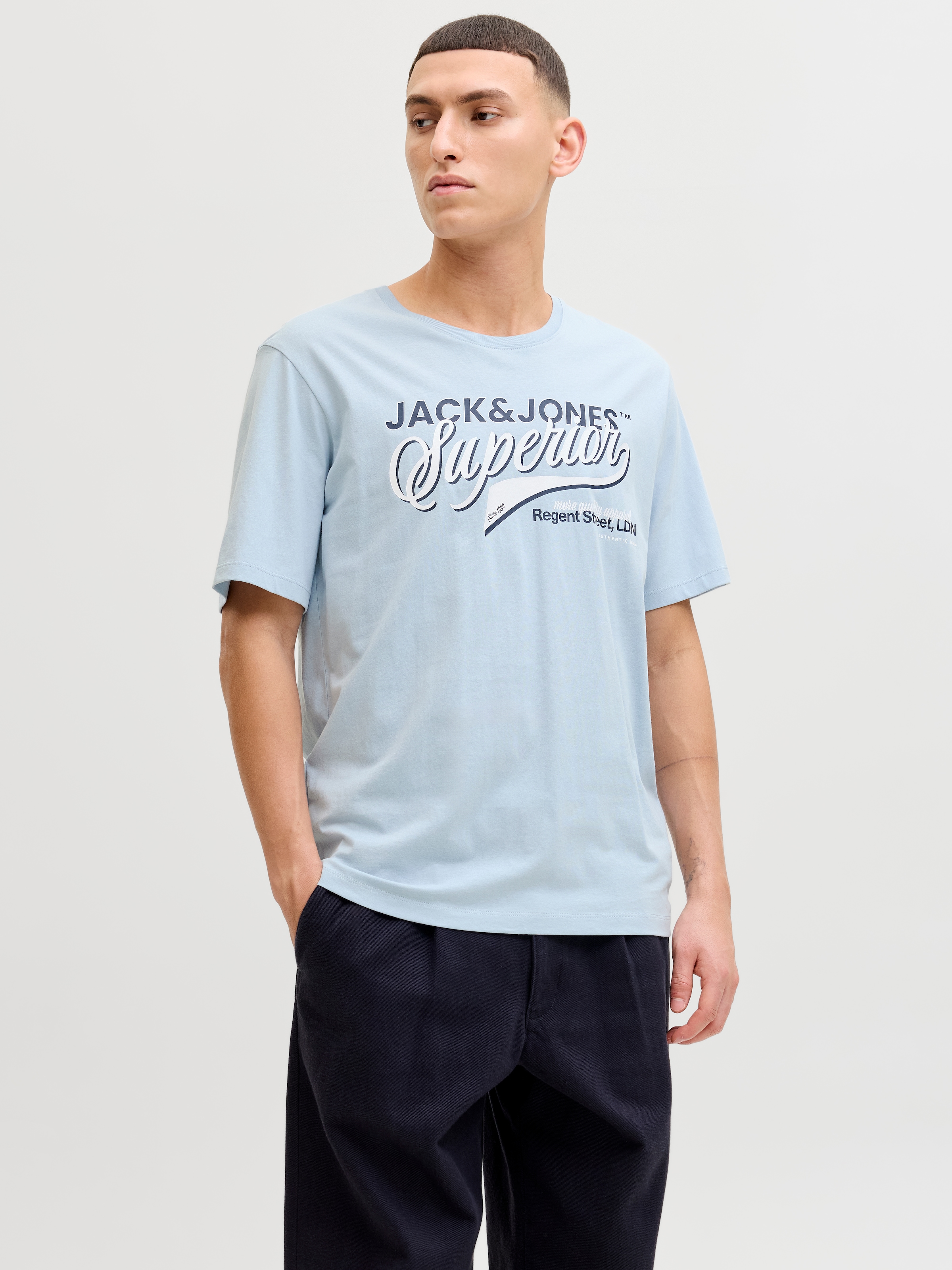 Image of Jack & Jones Rundhalsshirt "JJELOGO TEE SS O-NECK 2 COL SS26 SN" mit Grafikprint
