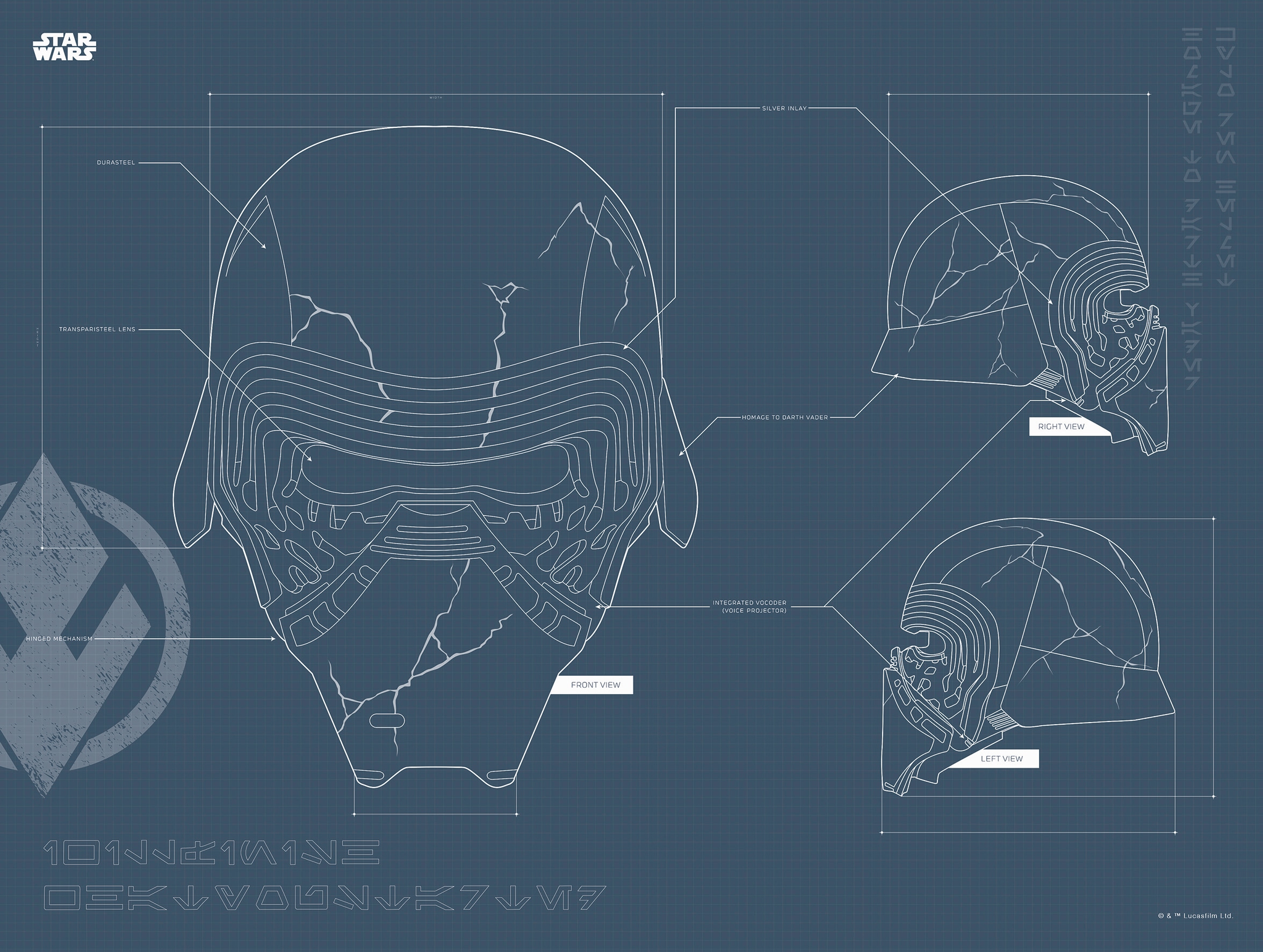 Image of Komar Bild "Star Wars EP9 Blueprint Kylo Helmet" Star Wars 1 Stk. tlg. Wandbild zur Dekoration im Kinderzimmer - ohne Rahmen