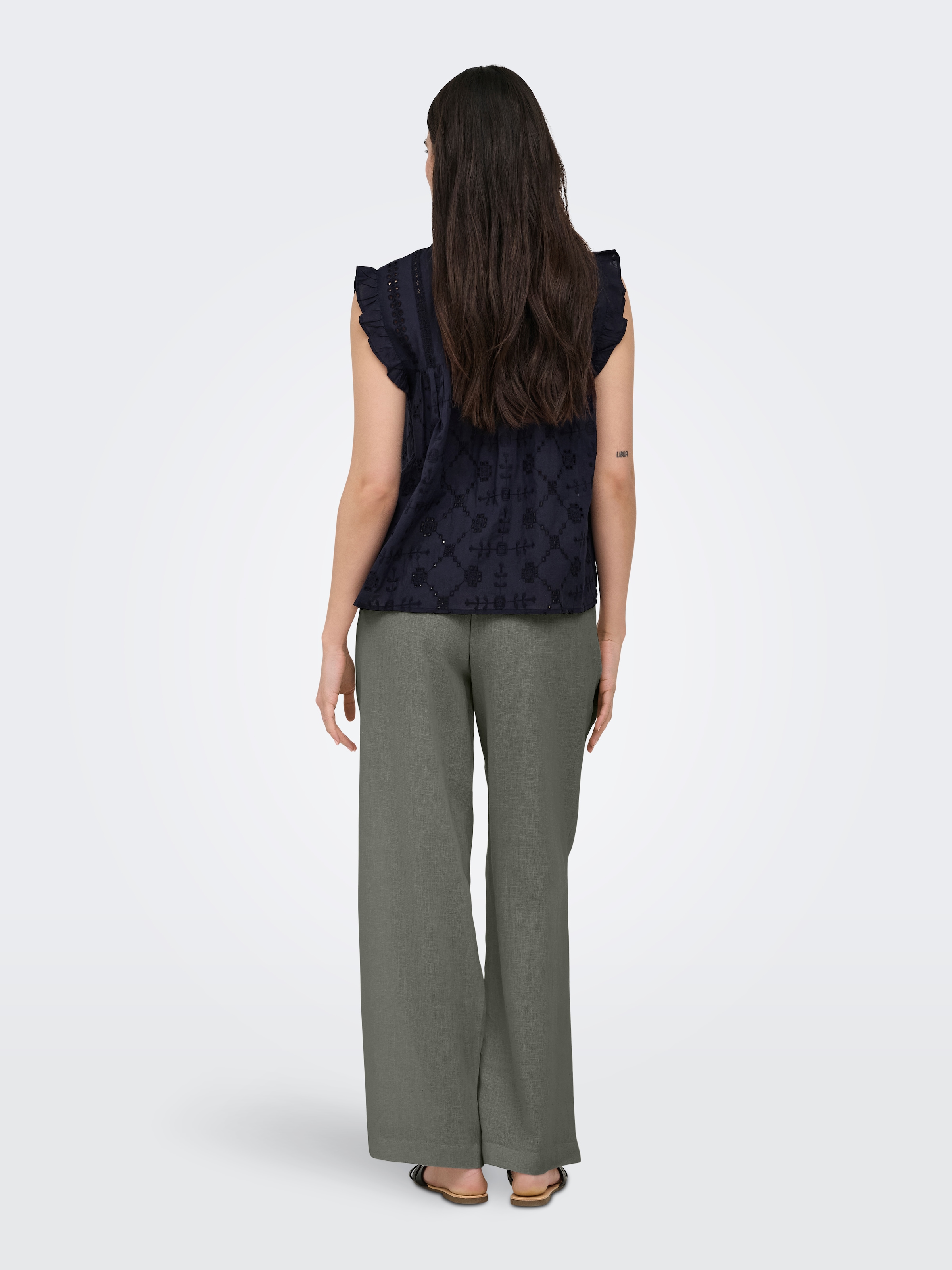 ONLY Schlupfhose »ONLBRUXELLES MW LIN BL TIE PANT PNT NOOS«  Sommerhose mit Leinen