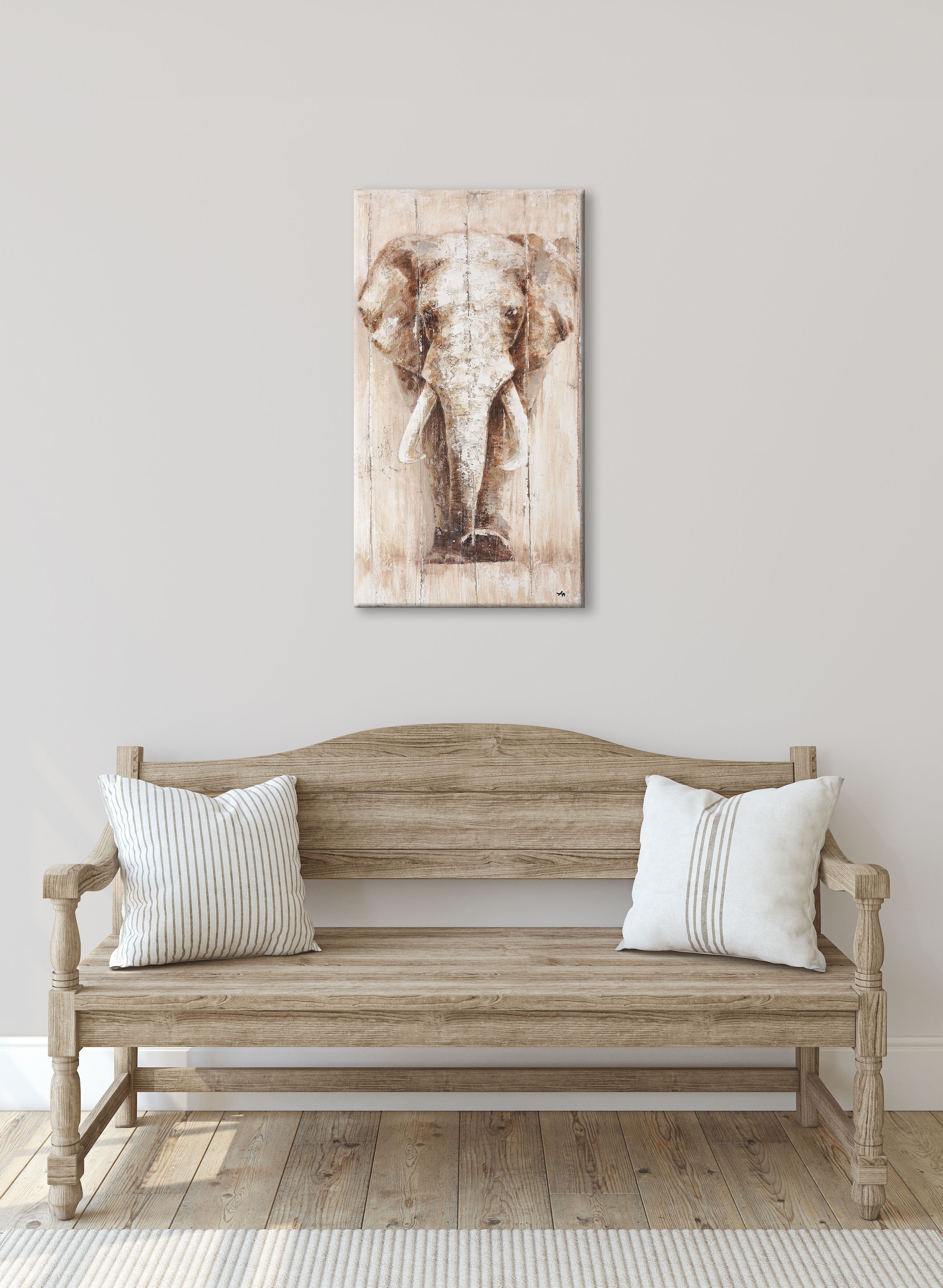 Bönninghoff Ölgemälde »handarbeit ELEFANT 40x80 cm – Wandbild Kunst Deko modern« Afrika | Elefant | Elefanten | Elefanten Bilder | Kunst | Tiere 1 Stk. tlg. handgefertigt, jedes Bild ein Unikat