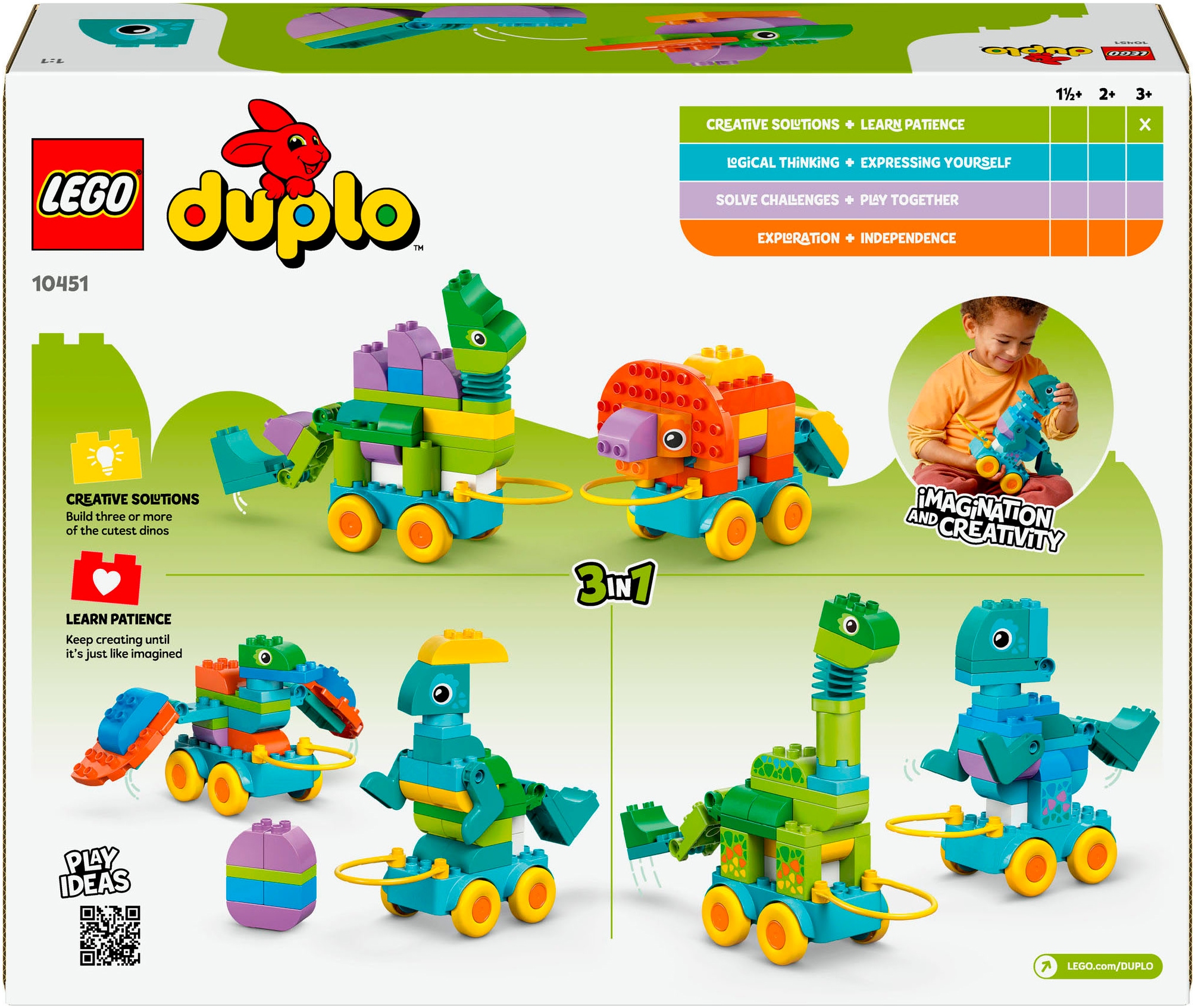 LEGO® Konstruktionsspielsteine »Dinos auf Rädern 3-in-1-Set (10451), LEGO DUPLO Town« Made in Europe