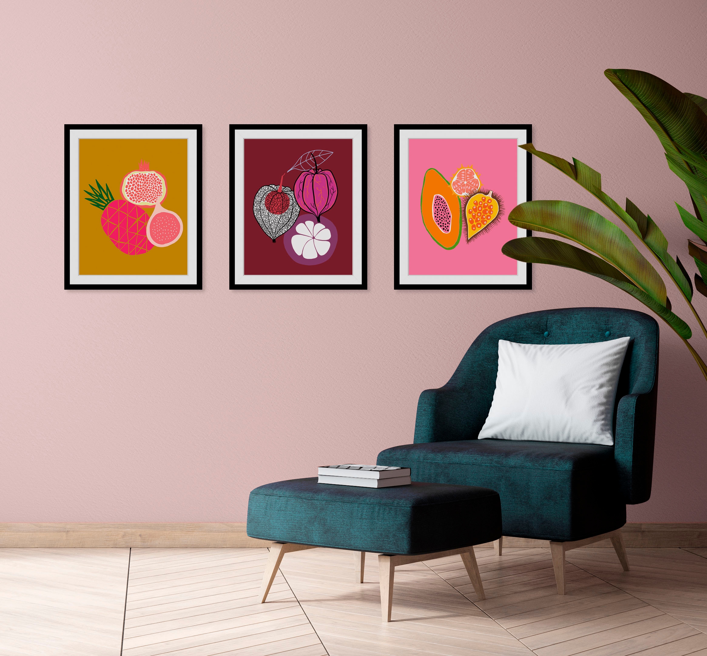 Image of queence Bild "Marlene" Essen Figuren Kunst Lebensmittel Obst Obst Bilder 1 Stk. tlg. HD Premium Poster-Druck inkl. Holzrahmen