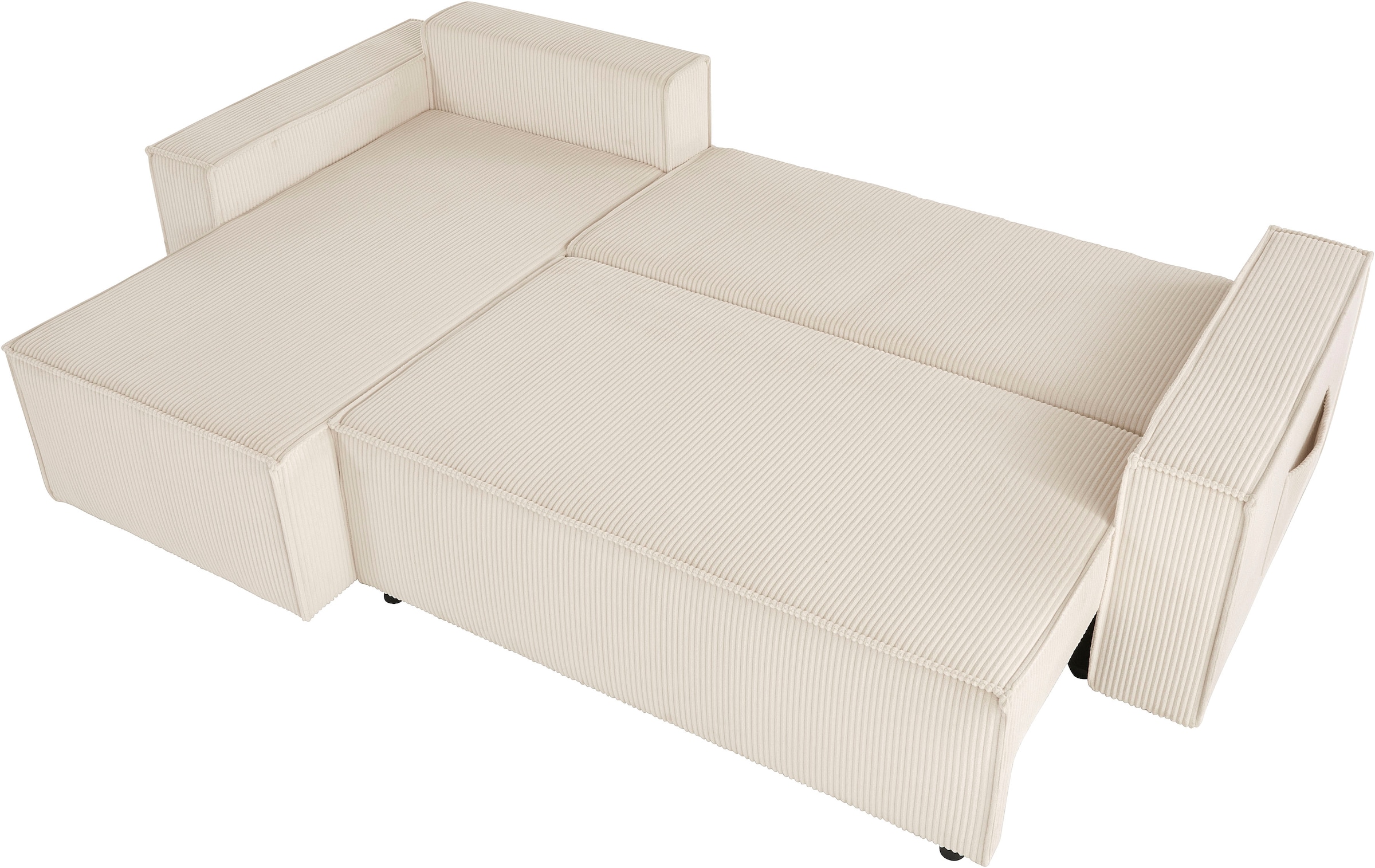 GOODproduct Canapé d'angle »CASSI L-Form, 241cm - OTTO. Verlässliche Qualität.« Schlaffunktion (133/200), Boxspring, Bettkasten, Cord, Unser Tiefpreis