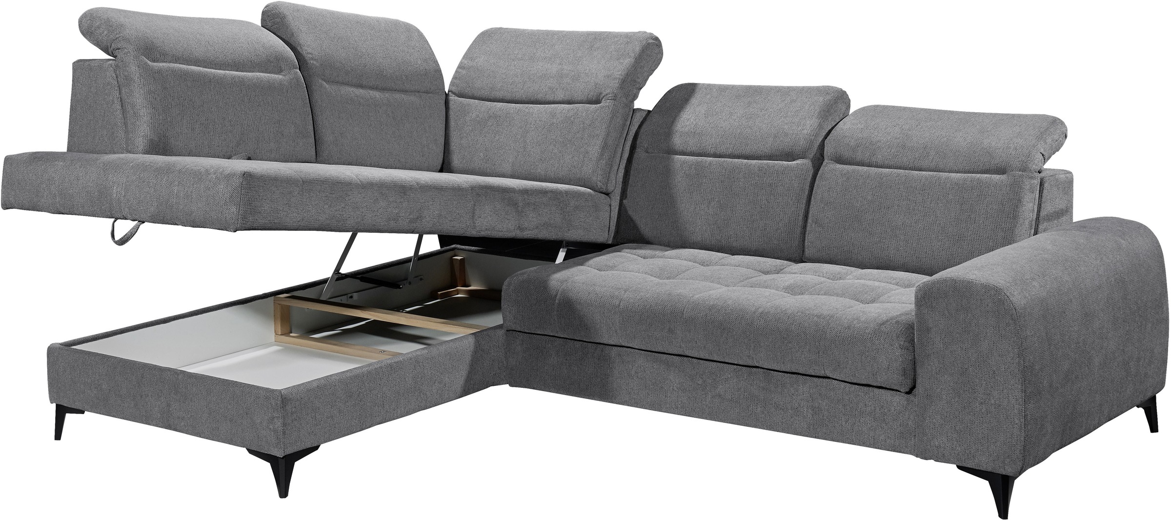 ED EXCITING DESIGN Ecksofa »Rockdale L-Form mit Bettfunktion, Bettkasten«, Kopfteilverstellung, Sitztiefenverstellung & USB-Port