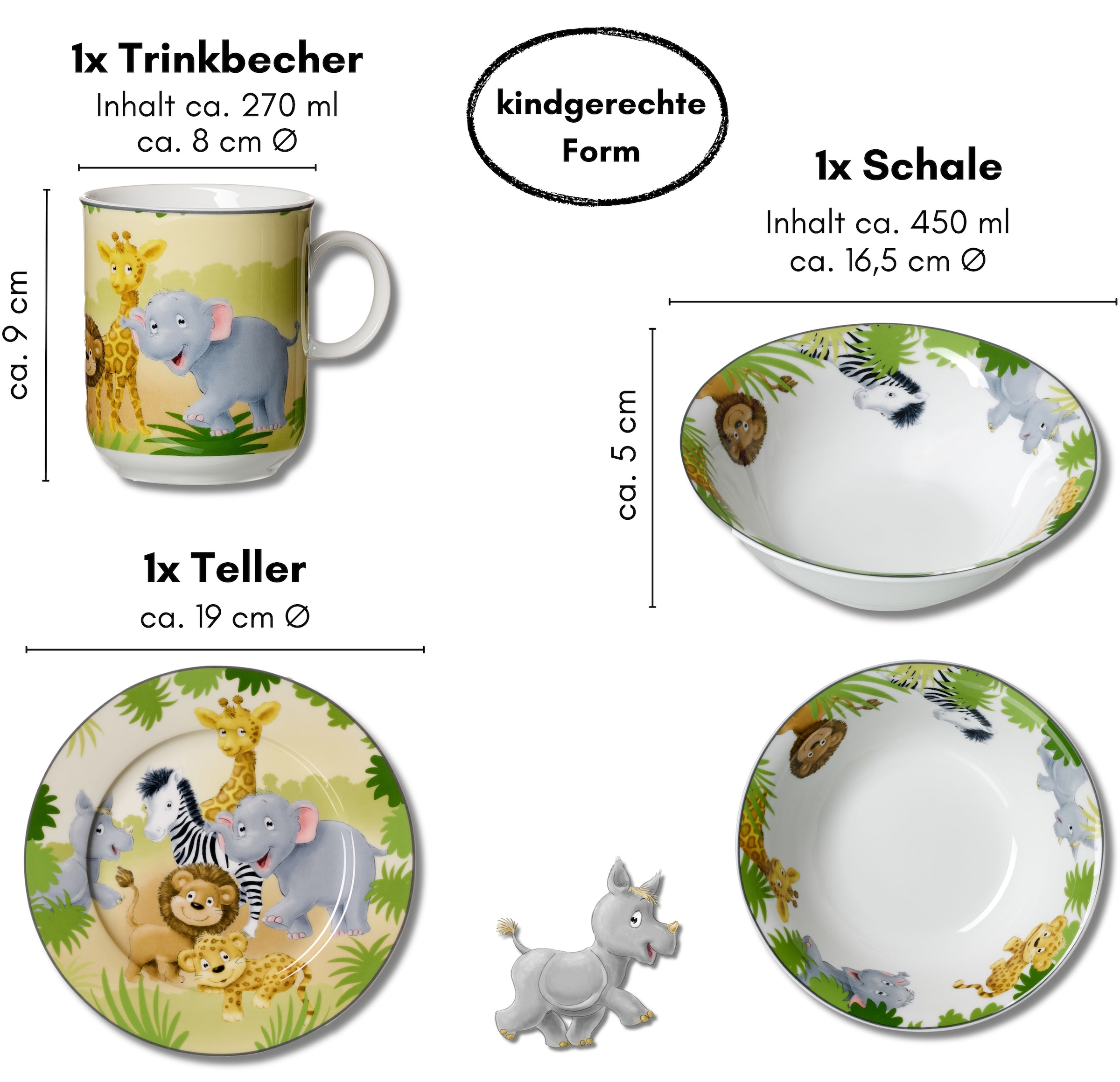 Ritzenhoff & Breker Kindergeschirr-Set »Afrikatiere« in Geschenkverpackung