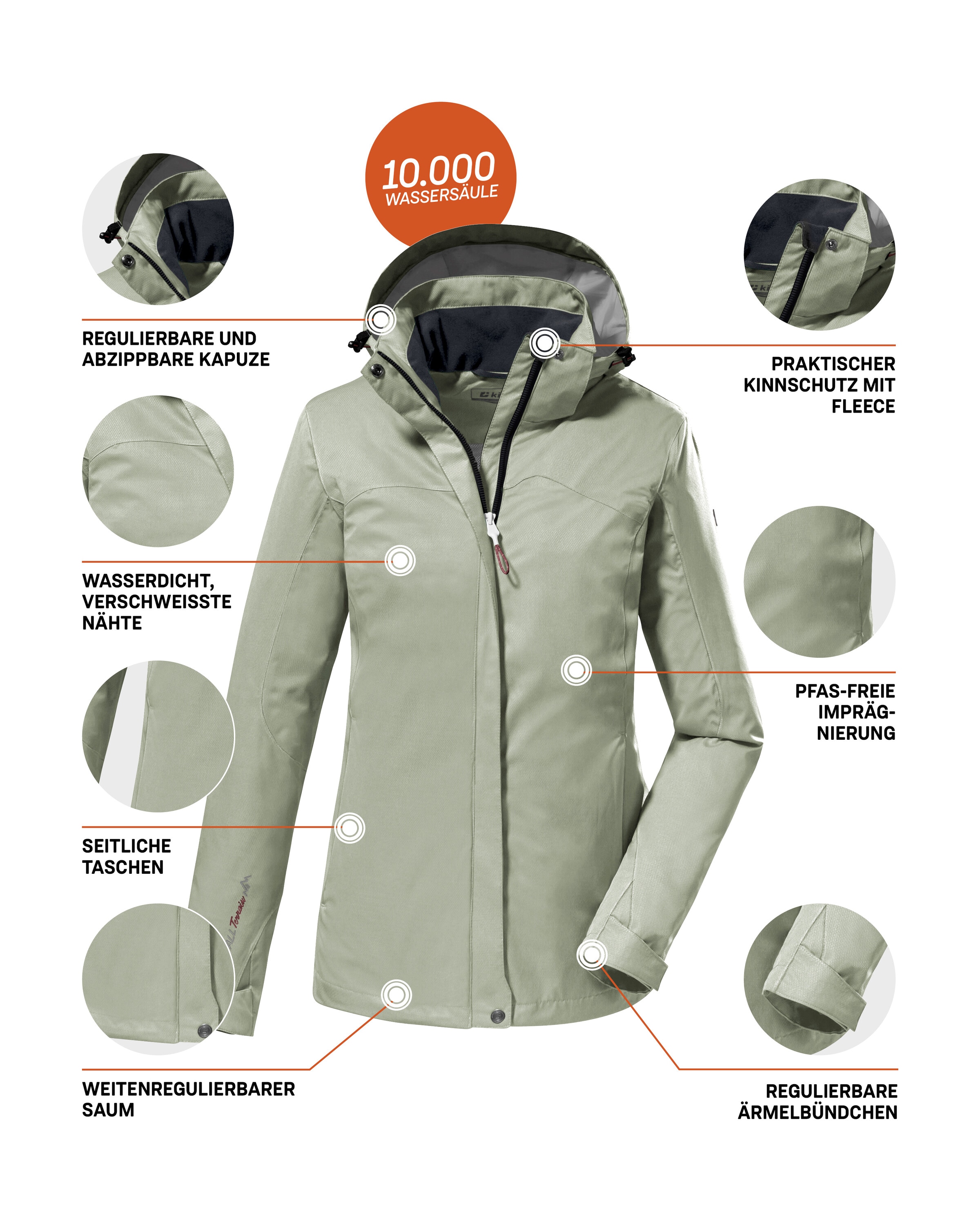 Killtec Funktionsjacke »KOS 133 WMN JCKT« Wasser- und winddichte Damenjacke mit abnehmbarer Kapuze