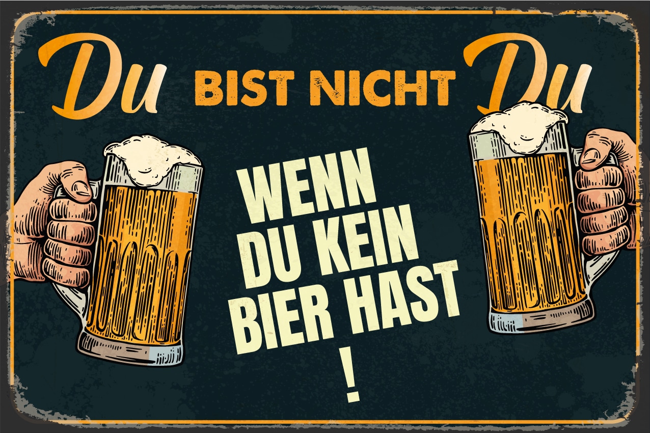 Image of queence Metallbild "Bier Spruch Stahlschild Blechschild" 1 Stk. tlg. 20x30x0,2cm - mit 4 Lochbohrung