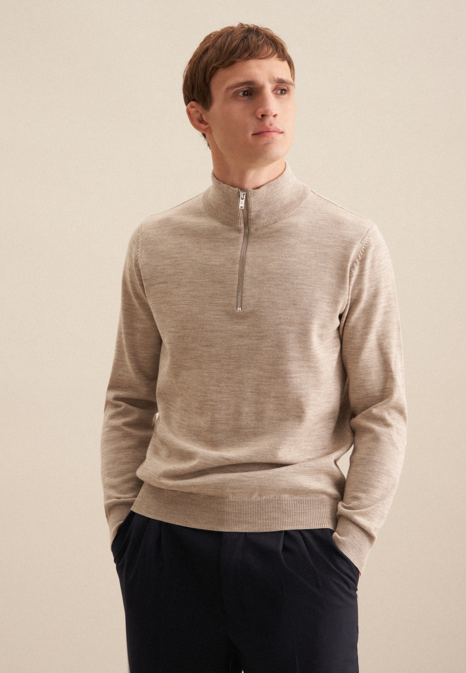 Image of seidensticker Stehkragenpullover "Schwarze Rose" Quarter Zip Uni