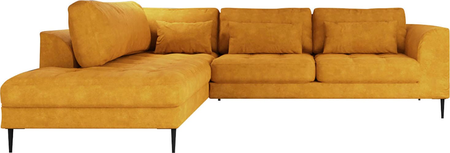 TRENDMANUFAKTUR Ecksofa »Luzi, wahlweise mit Schlaffunktion und Bettkasten, gemütlich, L-Form« Designsofa mit Ottomane, Metallfüsse schwarz, Breite 264 cm