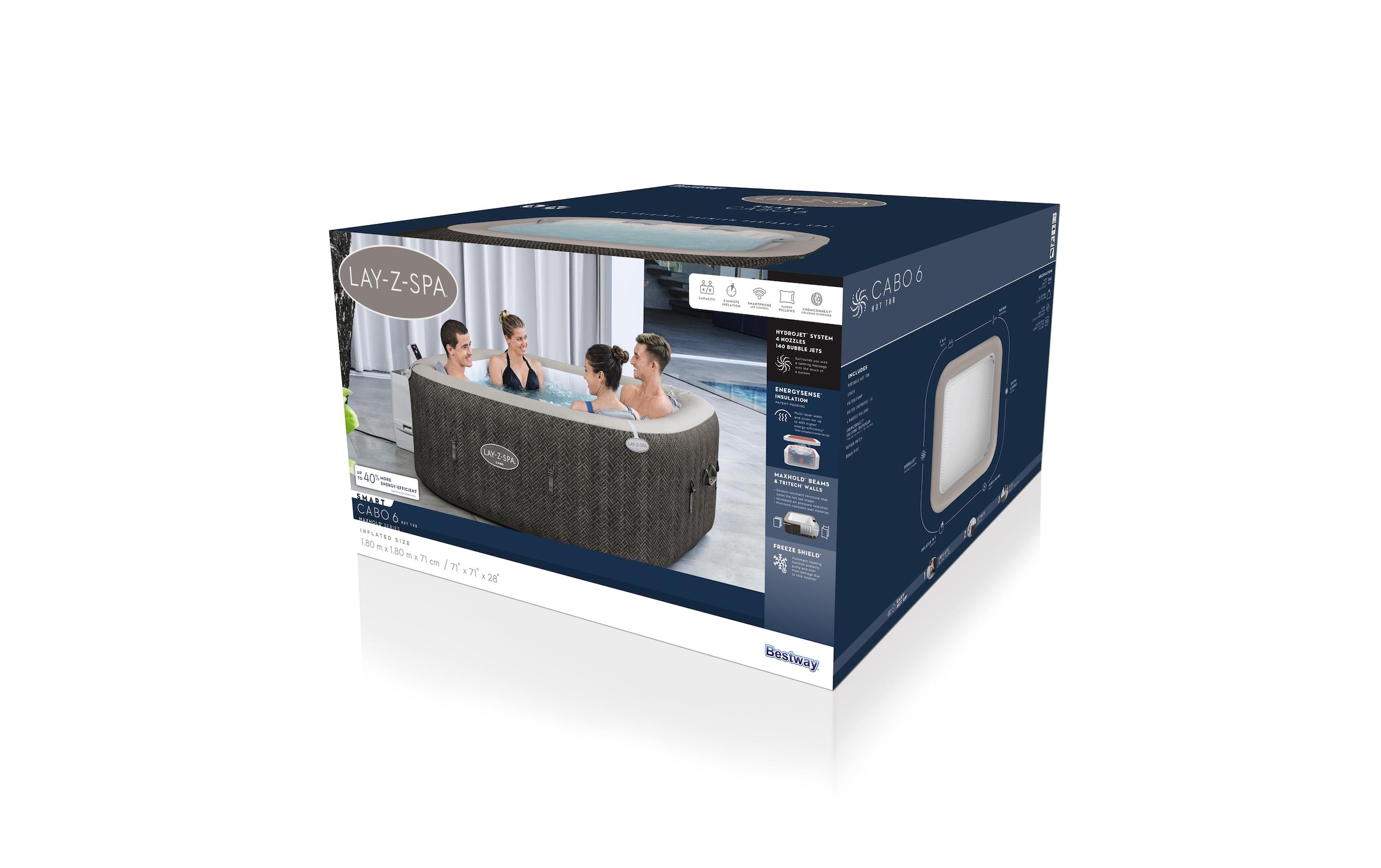 Bestway Jacuzzi »Cabo HydroJet« Energieeffizienter Whirlpool mit App-Steuerung für sechs Personen