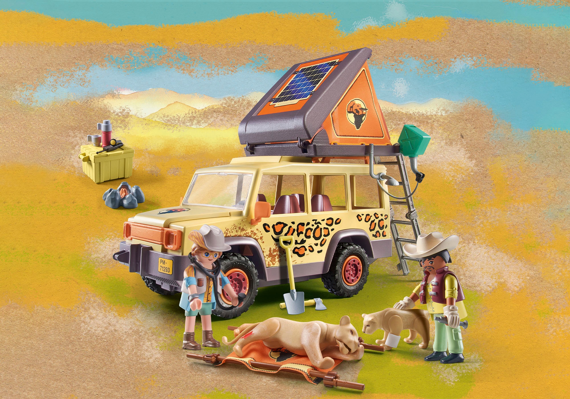 Playmobil® Konstruktions-Spielset »Mit dem Geländewagen bei den Löwen (71293), Wiltopia«, (98 St.), teilweise aus recyceltem Material; Made in Germany