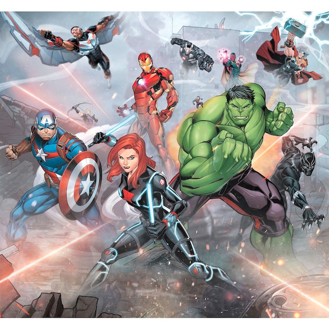 Komar Fototapete »Avengers Street Revenge«,  bedruckt-Comic-Retro-mehrfarbig, 300x280 cm (Breite x Höhe) kaufen