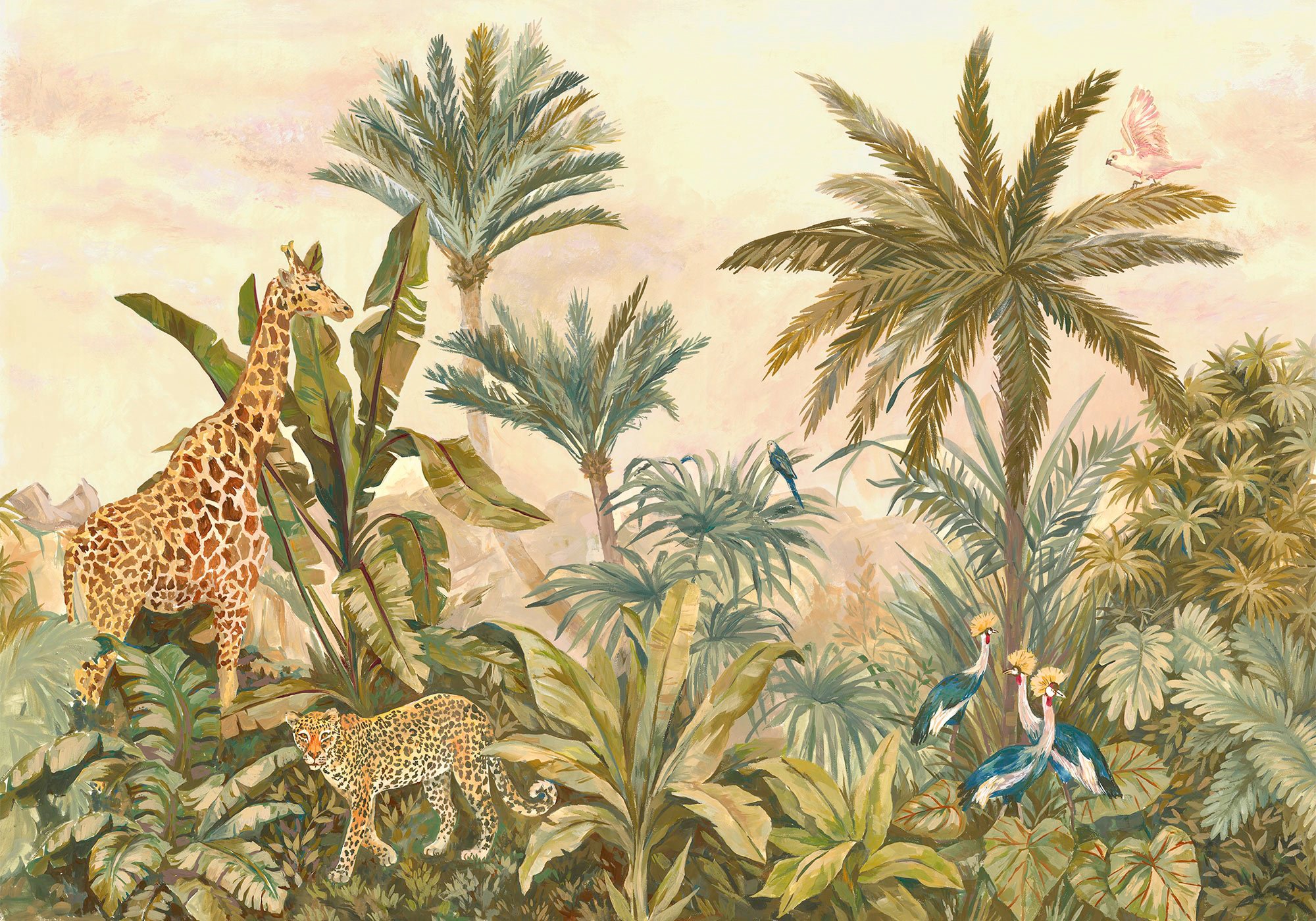 Image of Komar Vliestapete "Digitaldruck Vlies - Tropical Vintage Garden - Grösse 400 x 280 cm" bedruckt glatt Kinderzimmer
