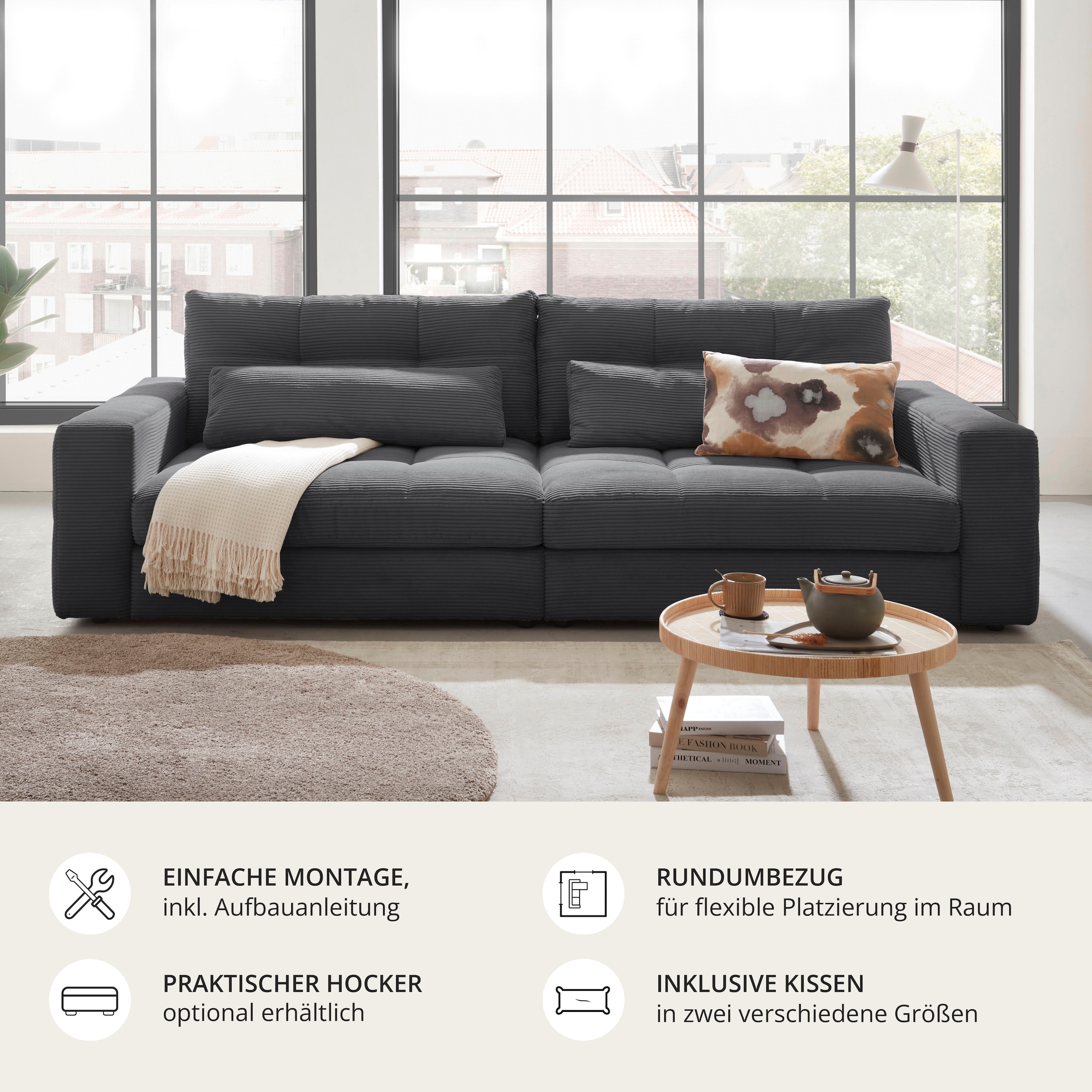 ED EXCITING DESIGN 3-places »Jasper Mega-Sofa, bequem, viel Platz, Breite 265cm, Tiefe 122cm«