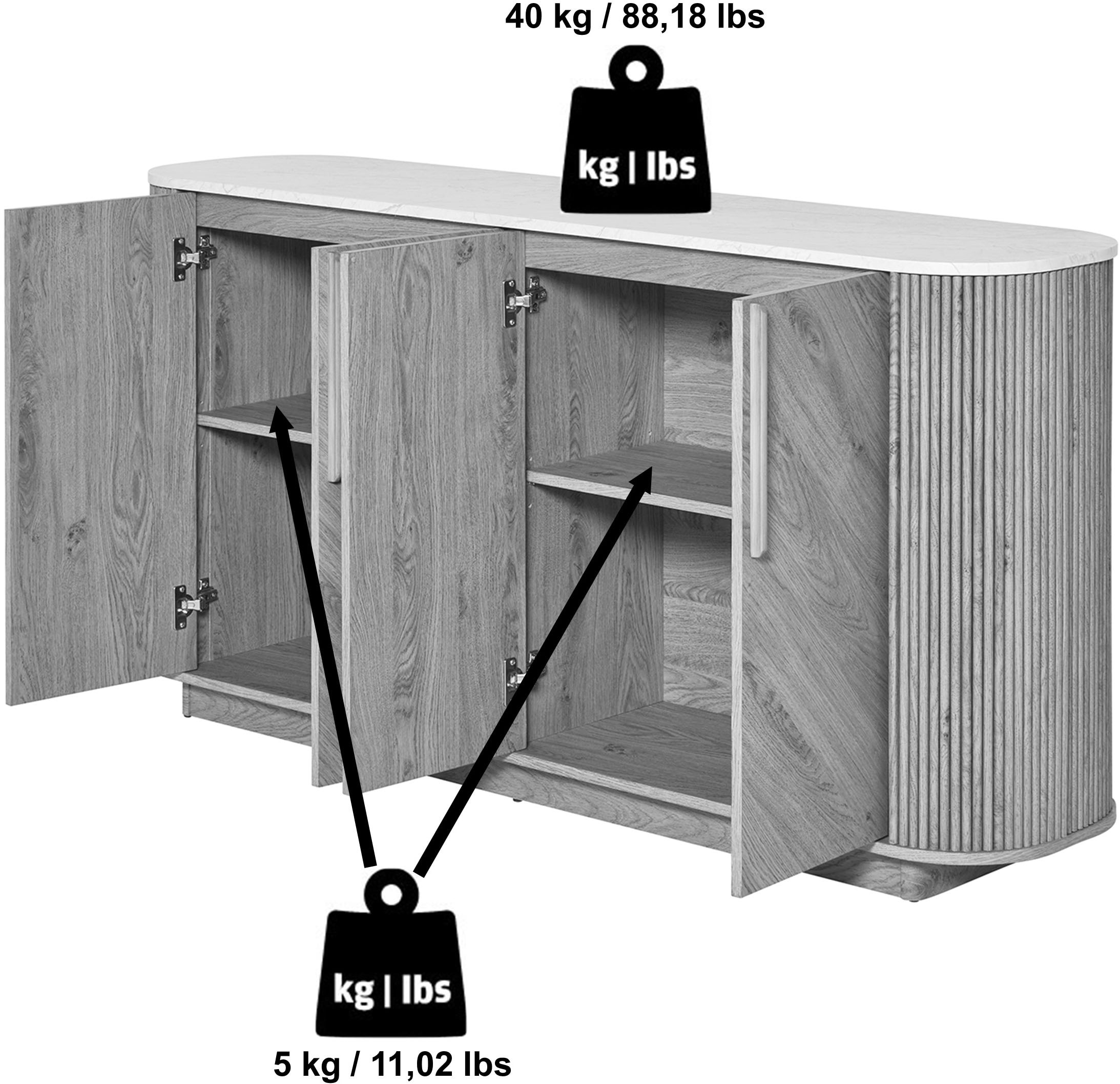 Jahnke Sideboard »ARROW SB 160« 1 Stk. tlg. Sideboard, abgerundet, Fischgrät-Muster, Breite 159,5 cm