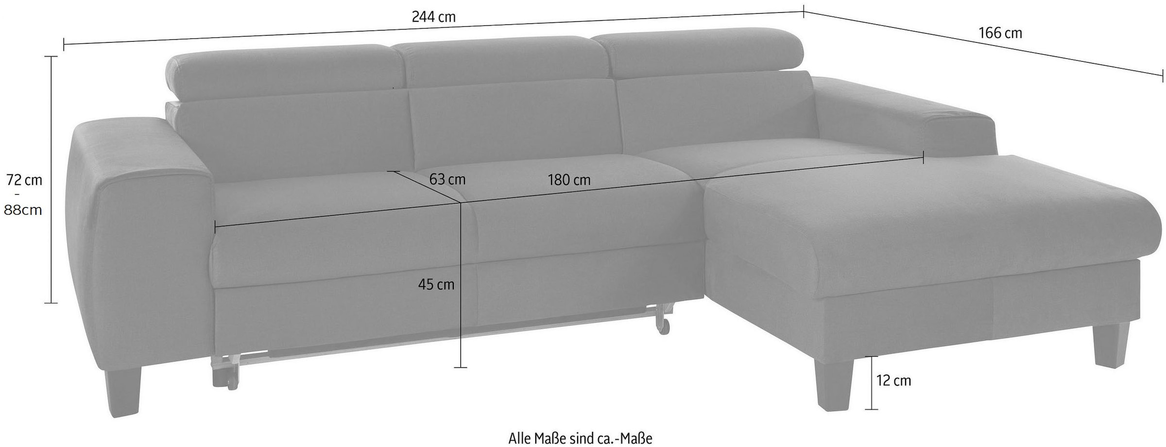 COTTA Ecksofa »Morven L-Form mit Kopfteilverstellung« wahlweise mit Bettfunktion, Bettkasten & Wireless-Charger