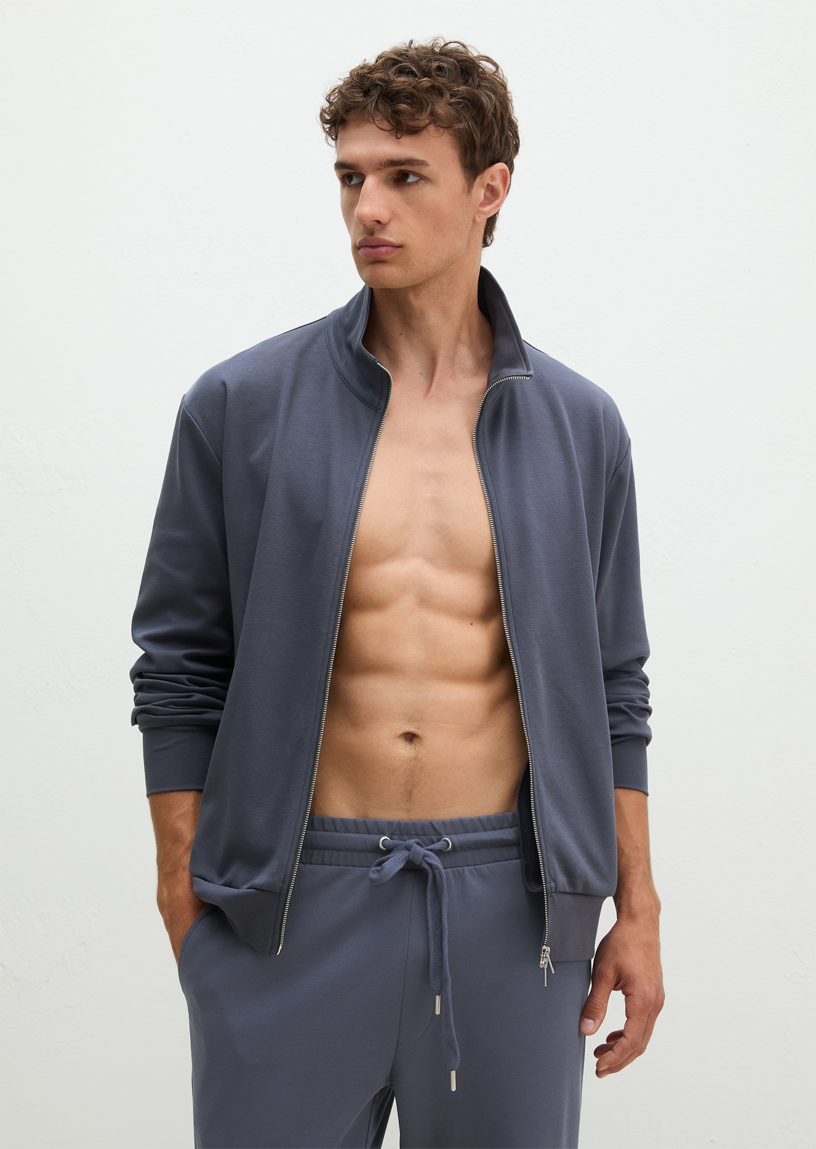Marc O'Polo Veste sweat mit Stehkragen, für Homewear, aus Interlock, lockere Passform