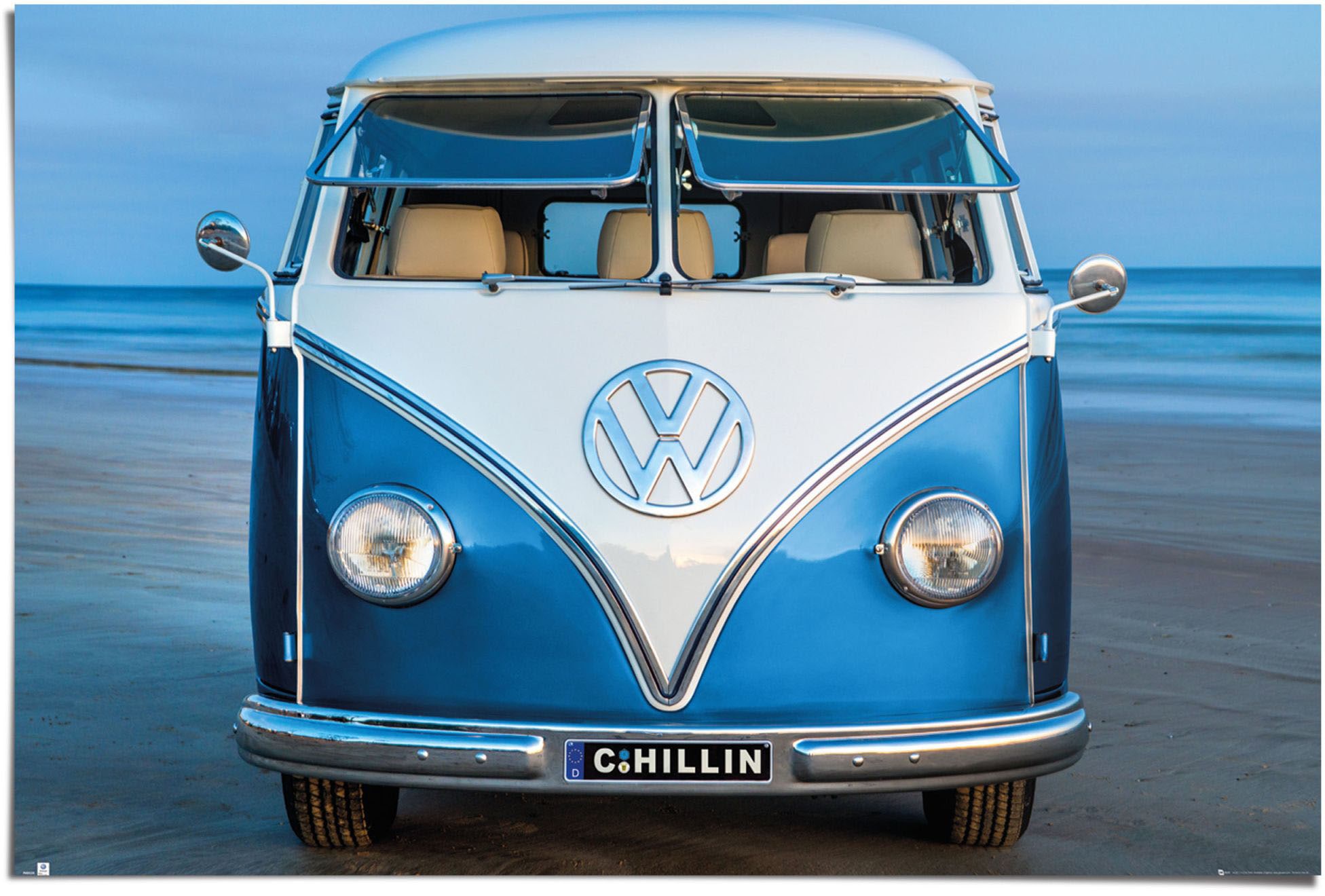 Image of Reinders Poster "Volkswagen Bulli blau Brendan Ray" 1 Stk. tlg.