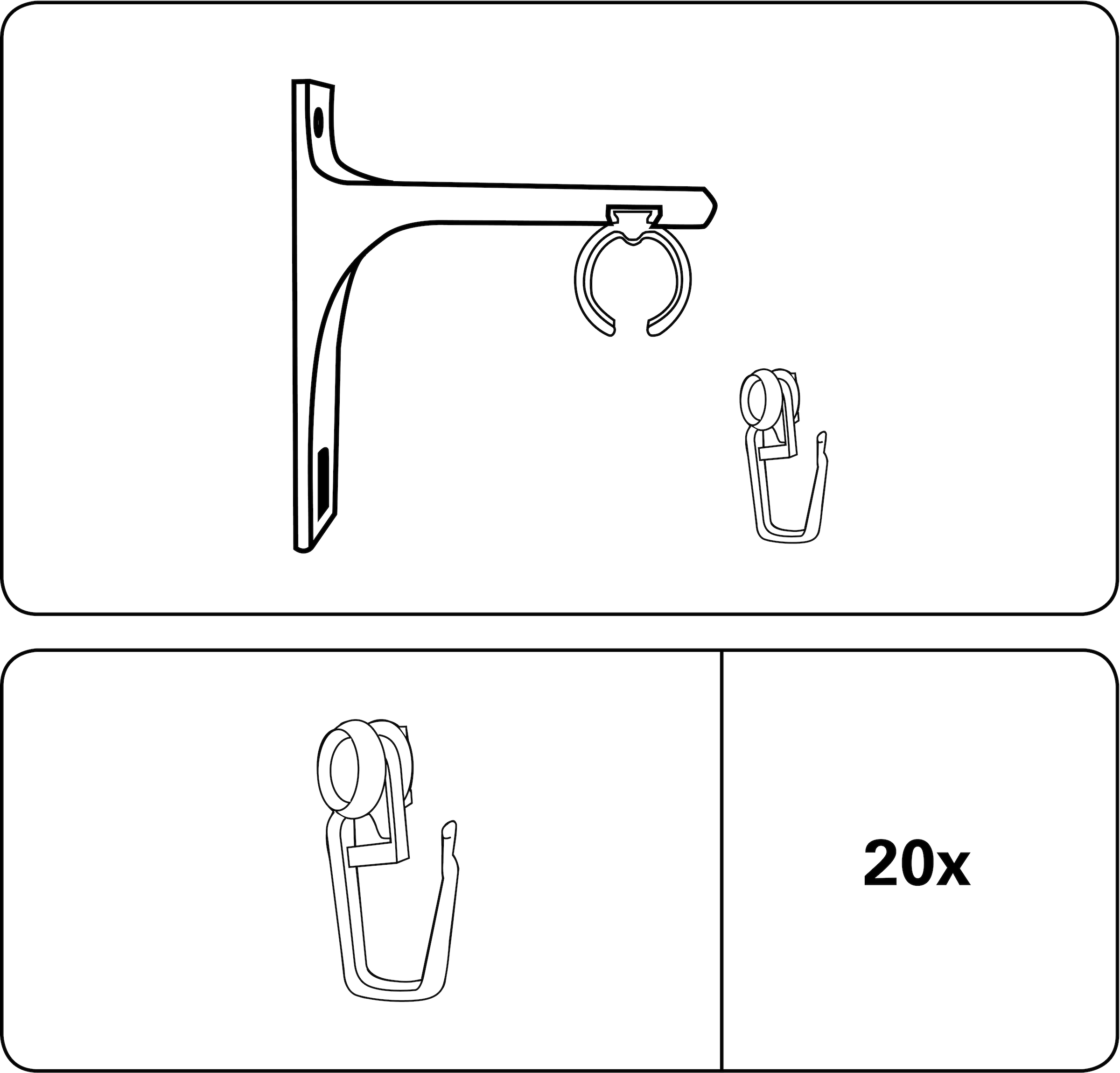 GARDINIA Gardinenring »Rollringe weiss«, (20 St.), Serie Einzelprogramm Gardinenstangen-Set Paros Ø 22/19 mm