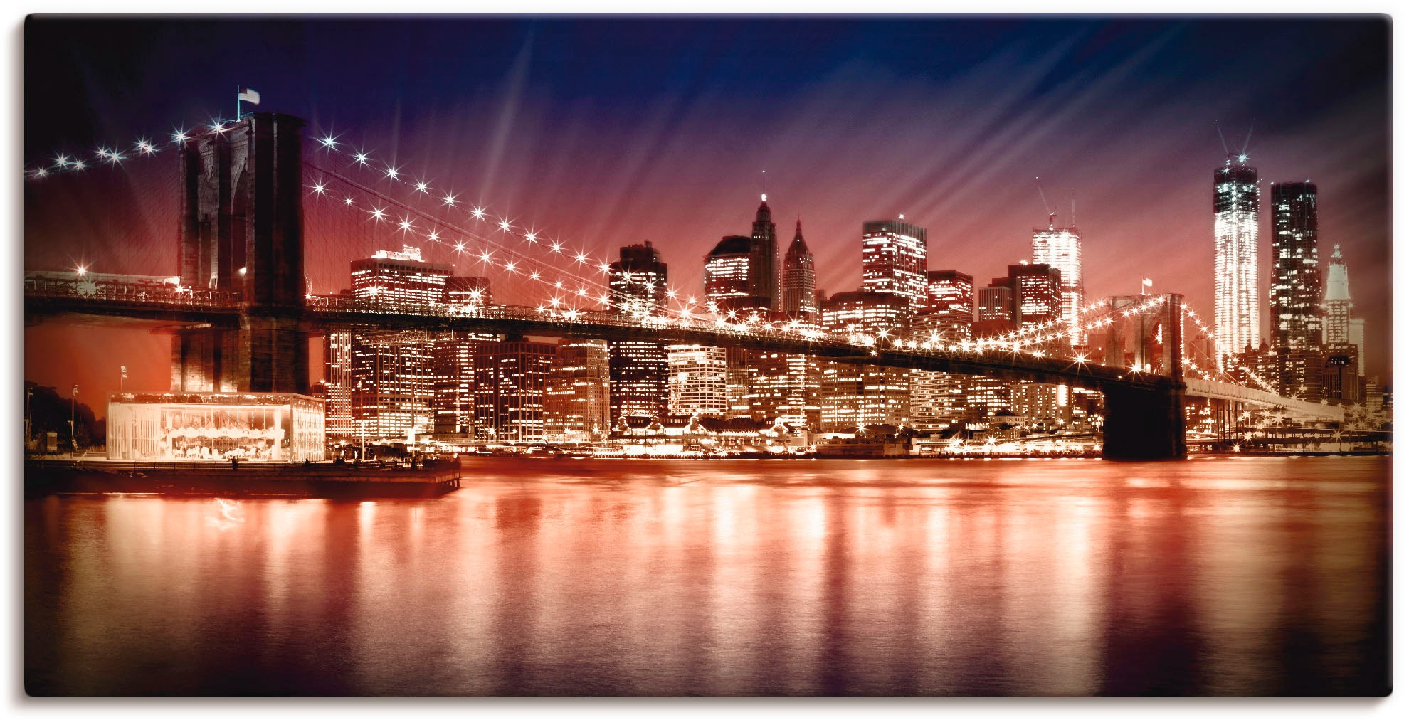 Image of Artland Wandbild »Manhattan Sonnenuntergang«, Brücken, (1 St.), in vielen Grössen & Produktarten - Alubild / Outdoorbild für den Aussenbereich, Leinwandbild, Poster, Wandaufkleber / Wandtattoo auch für Badezimmer geeignet bei Ackermann Versand Schweiz