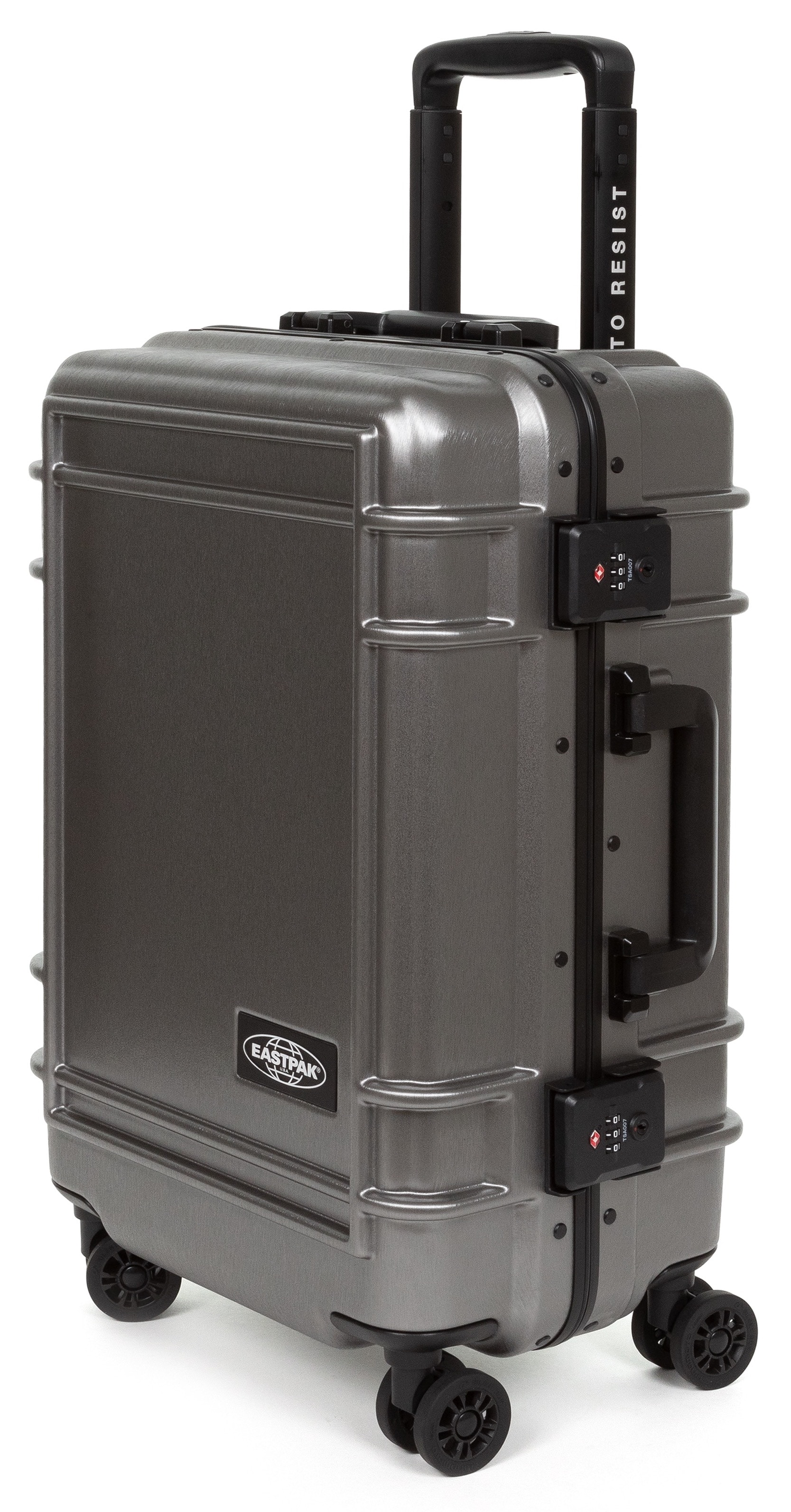 Eastpak Hartschalen-Trolley »RESIST'R CASE S BRUSHED METAL mit 30 Jahren Garantie«, 4 Rollen, Reisegepäck Handgepäck-Koffer TSA-Zahlenschloss