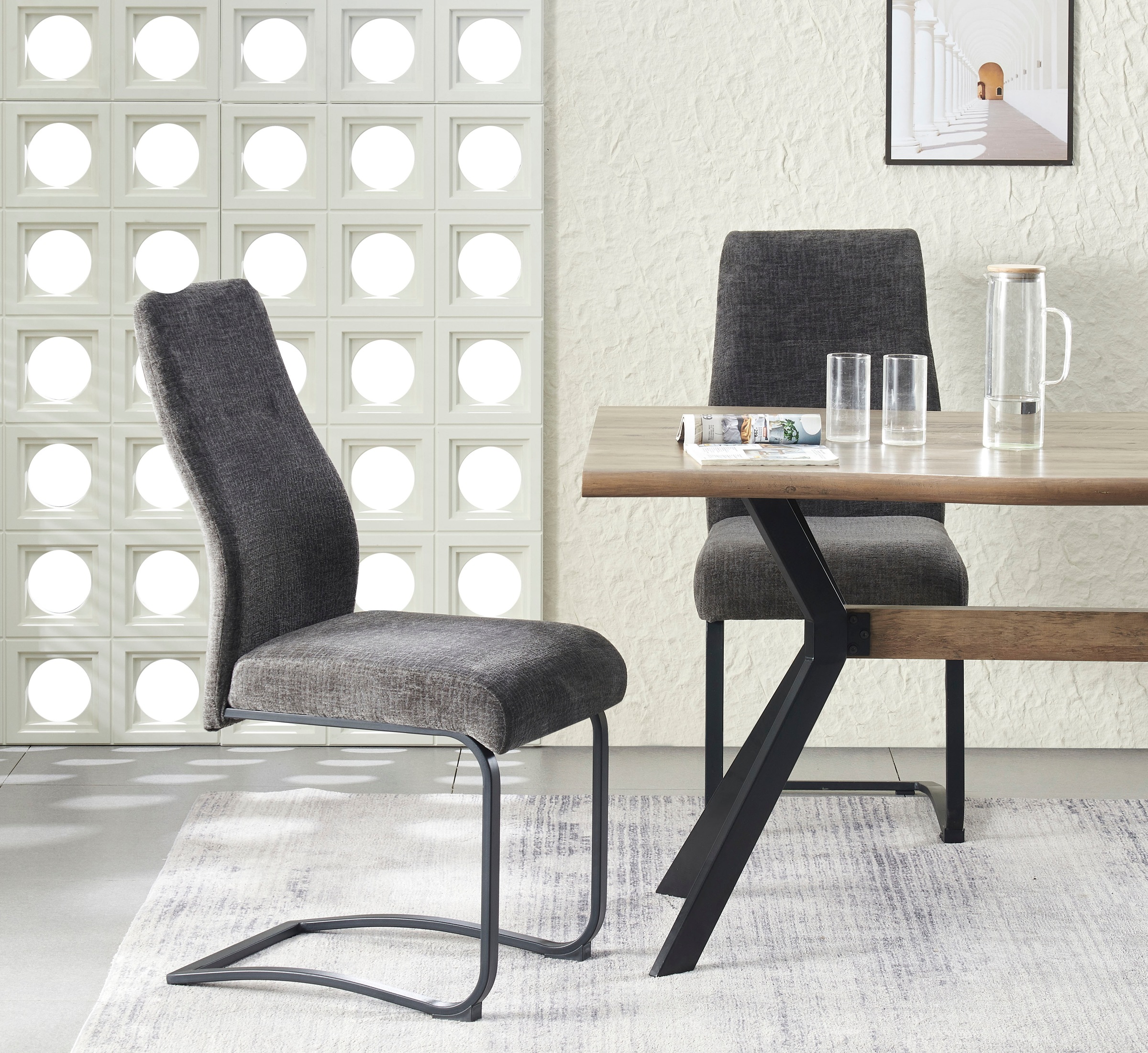 Home affaire Esszimmerstuhl "VERNON, 2er Set, mit Metallgestell in matt schwarz" (Set) 2 Stk.in verschiedenen Farben, Belsatbarkeit pro Stuhl 120 kg