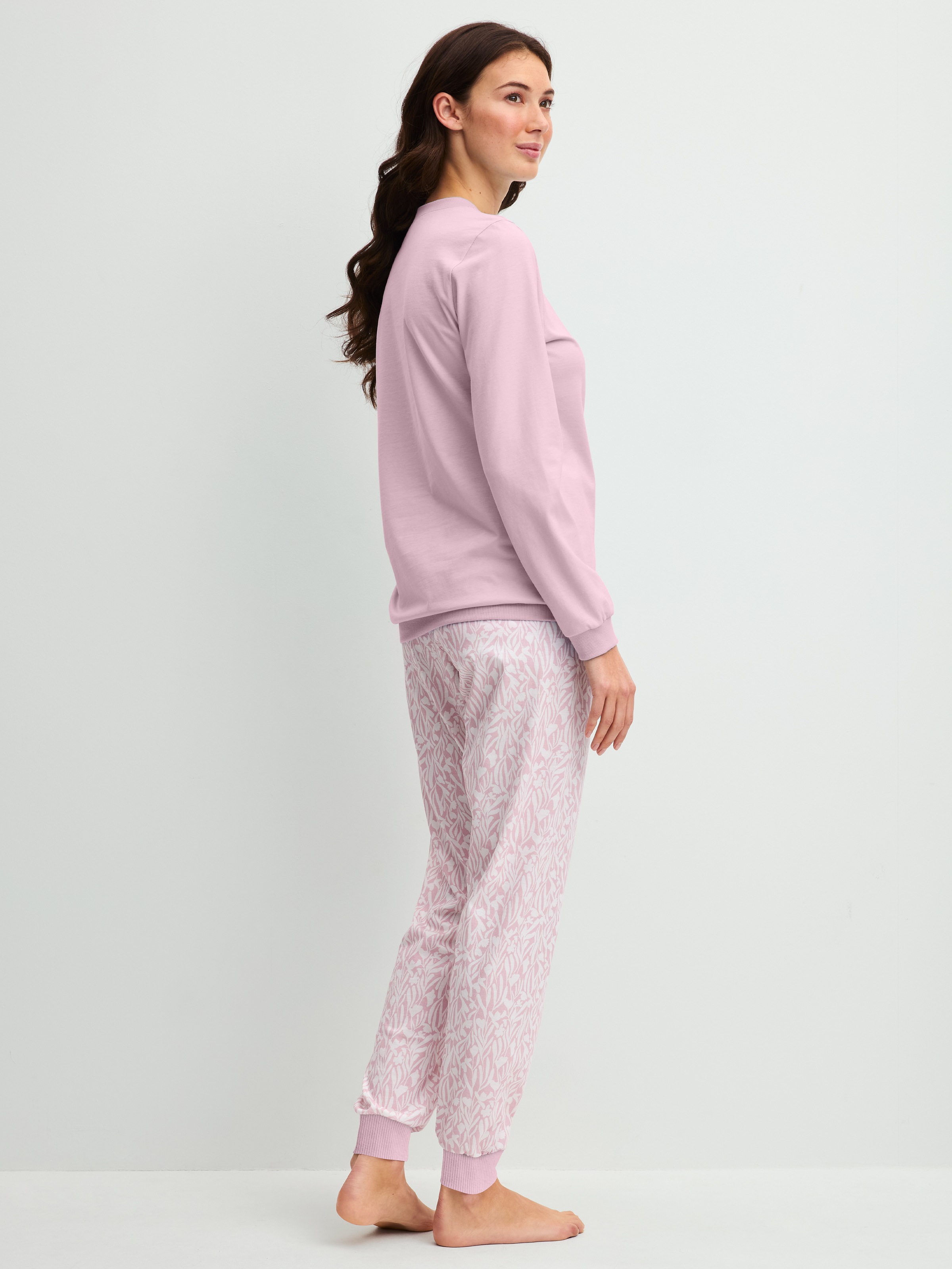 CALIDA Pyjama »Blooming Nights« 2 Col rond, manches longues, coton
