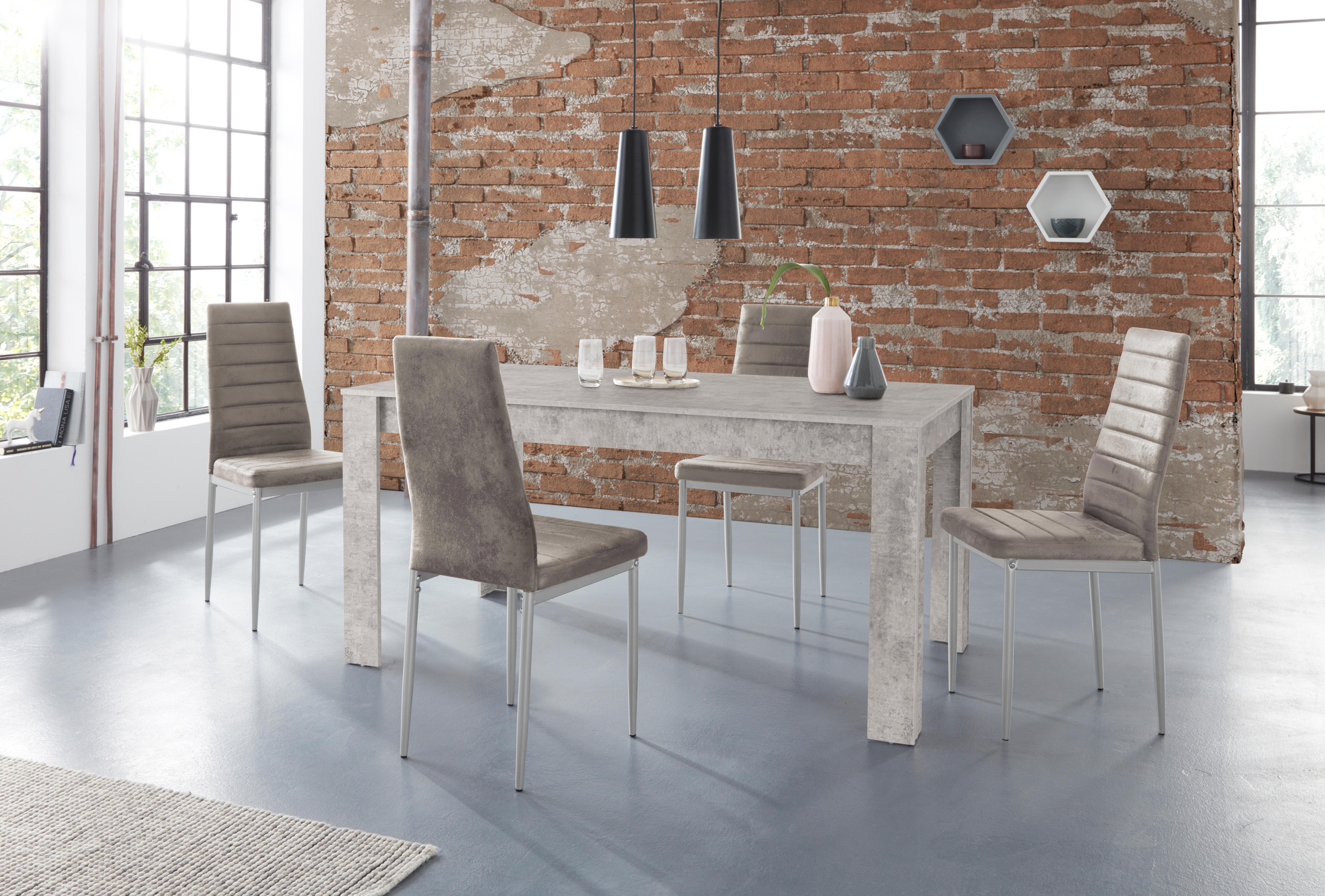 Image of GOODproduct Essgruppe "Lynn160/Kate" Set, 5 Stk. tlg. Tisch mit 4 Stühlen, Belastbarkeit 120 KG