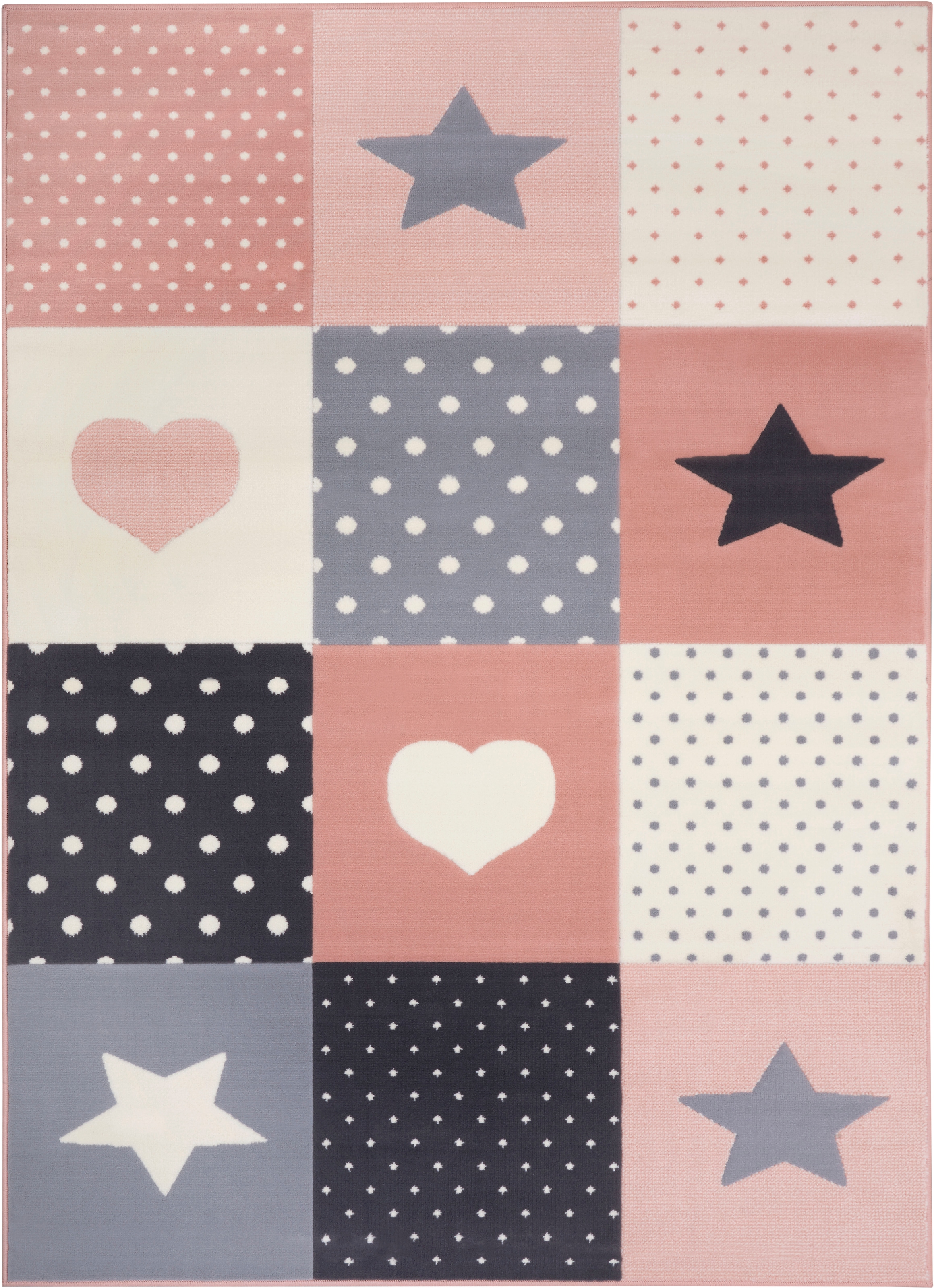 HANSE Home Kinderteppich »Pretty Patchwork«, rechteckig, Stern, Herz Motiv, Kurzflor, Patchwork