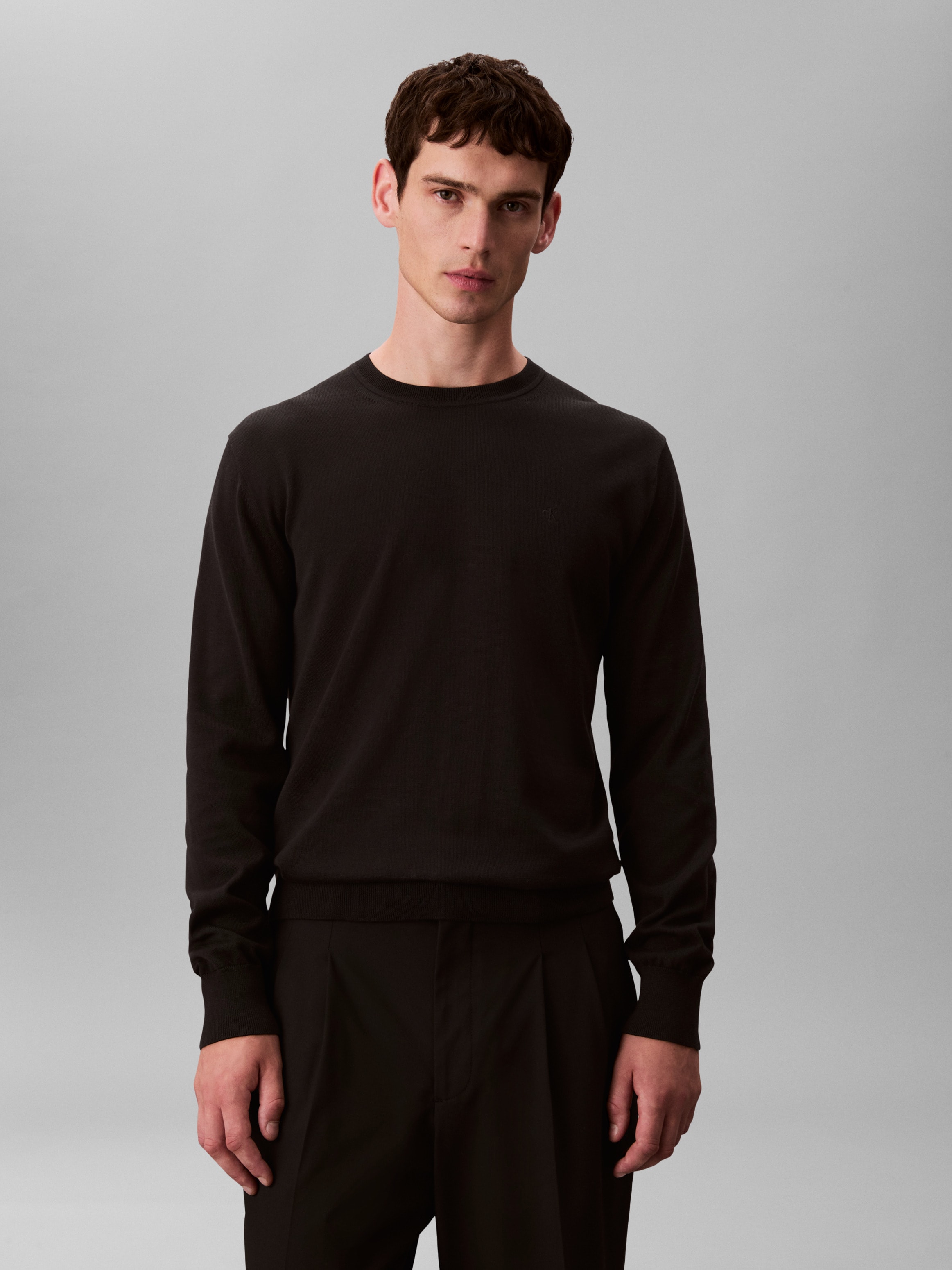 Calvin Klein Pull en tricot »LS SUPIMA COTTON CREW 14GG« avec encolure ronde