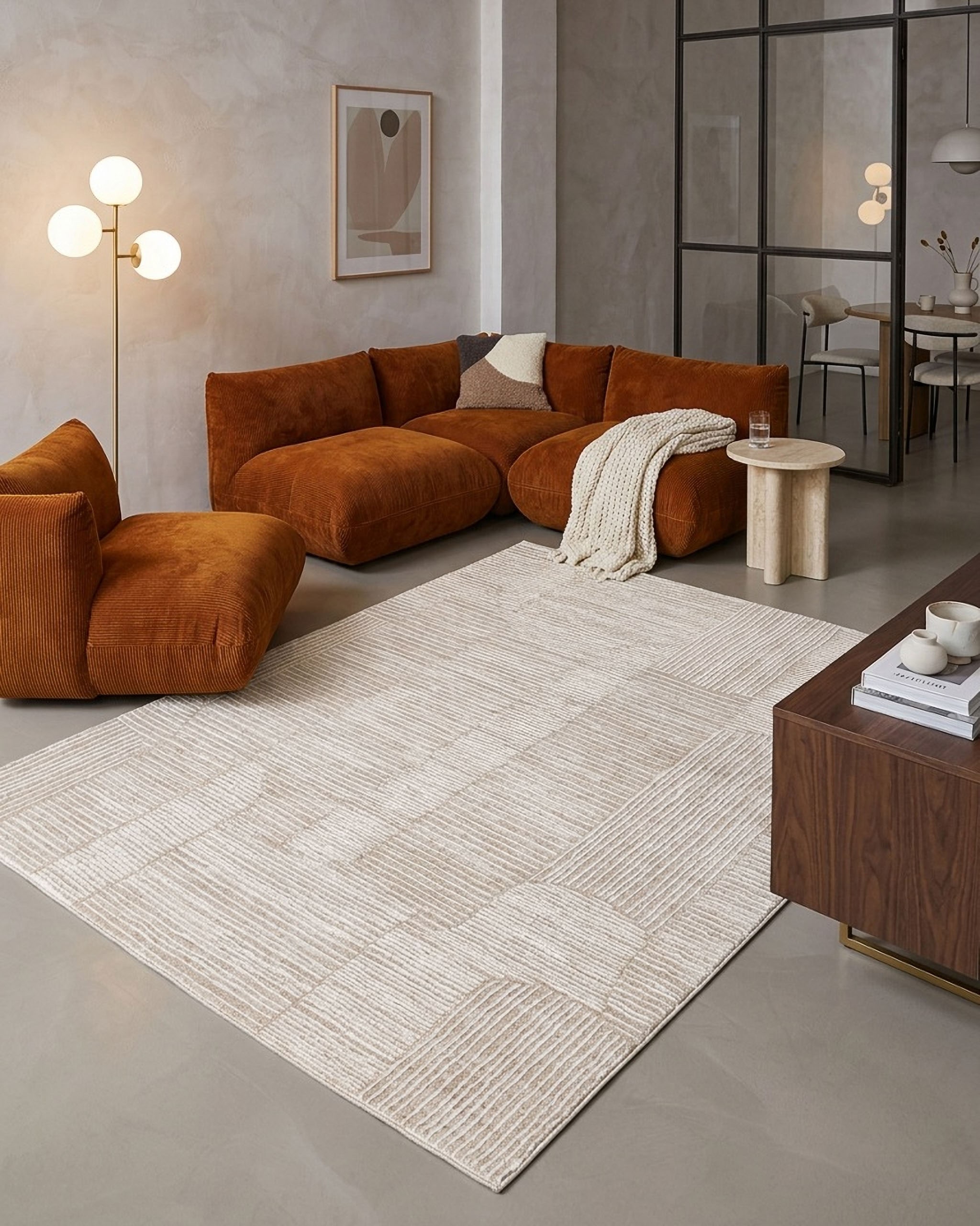 Esprit Teppich »Raymond« rechteckig 15 mm Höhe Kurzflor, Streifendesign, Hoch-Tief-Effekt, waschbar, Jute-Rücken